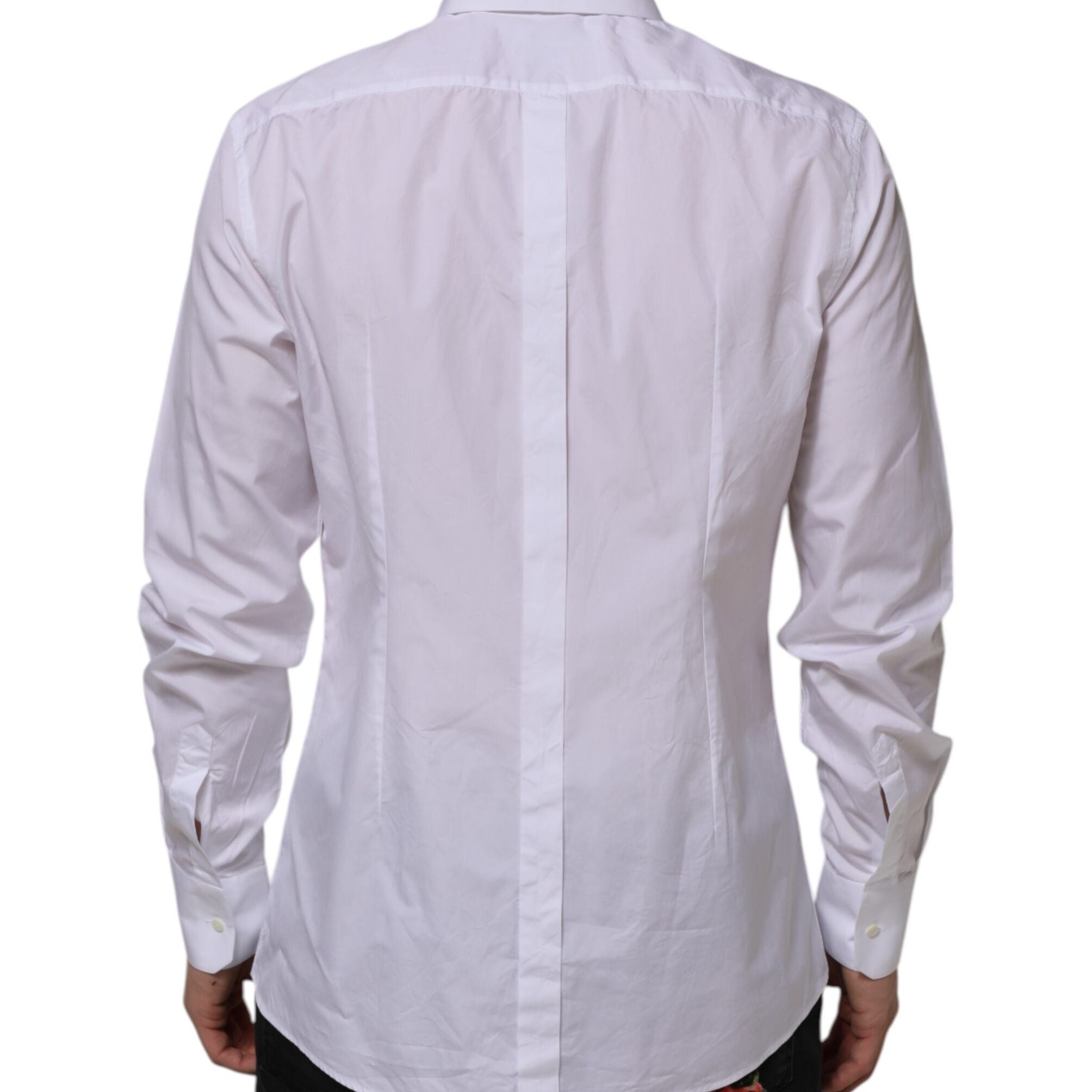 Dolce & Gabbana White Cotton GOLD Long Sleeves Formal Shirt