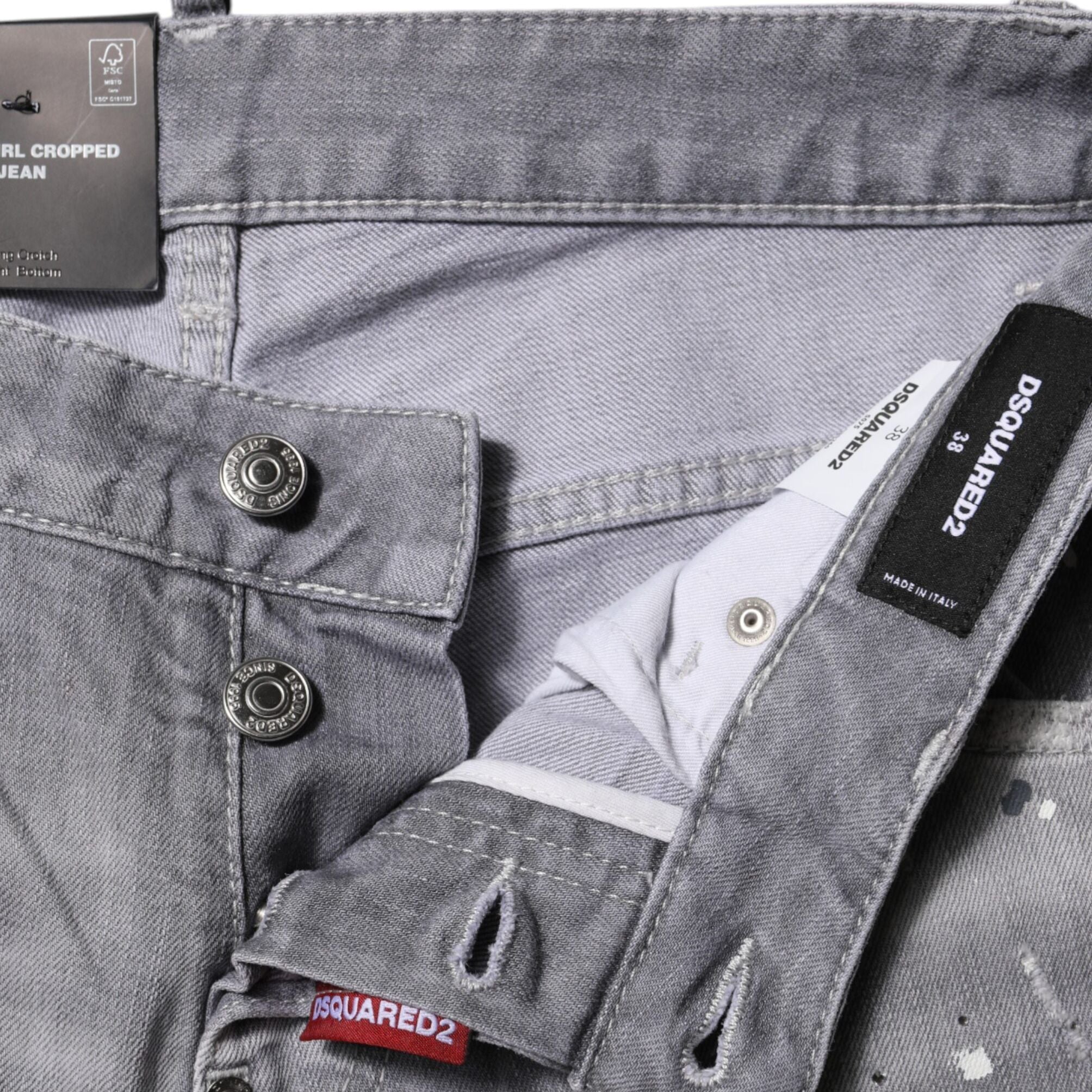 Dsquared² Gray Washed Mid Waist Tapered Jeans