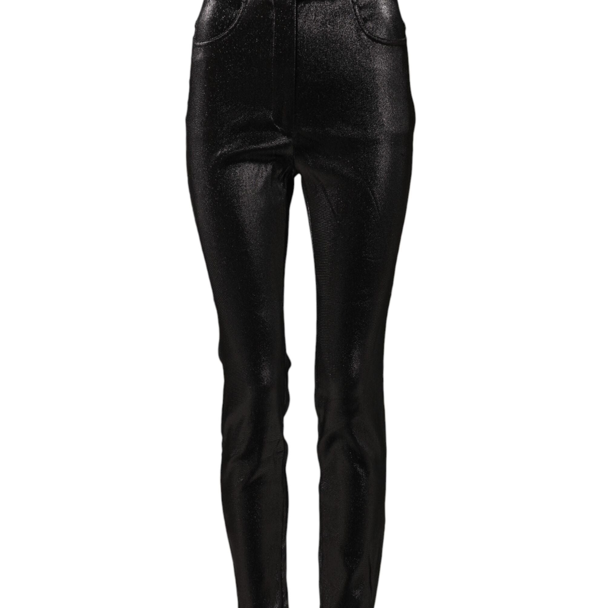 Dolce & Gabbana Black Cotton Stretch Silver Lurex Thread Pants