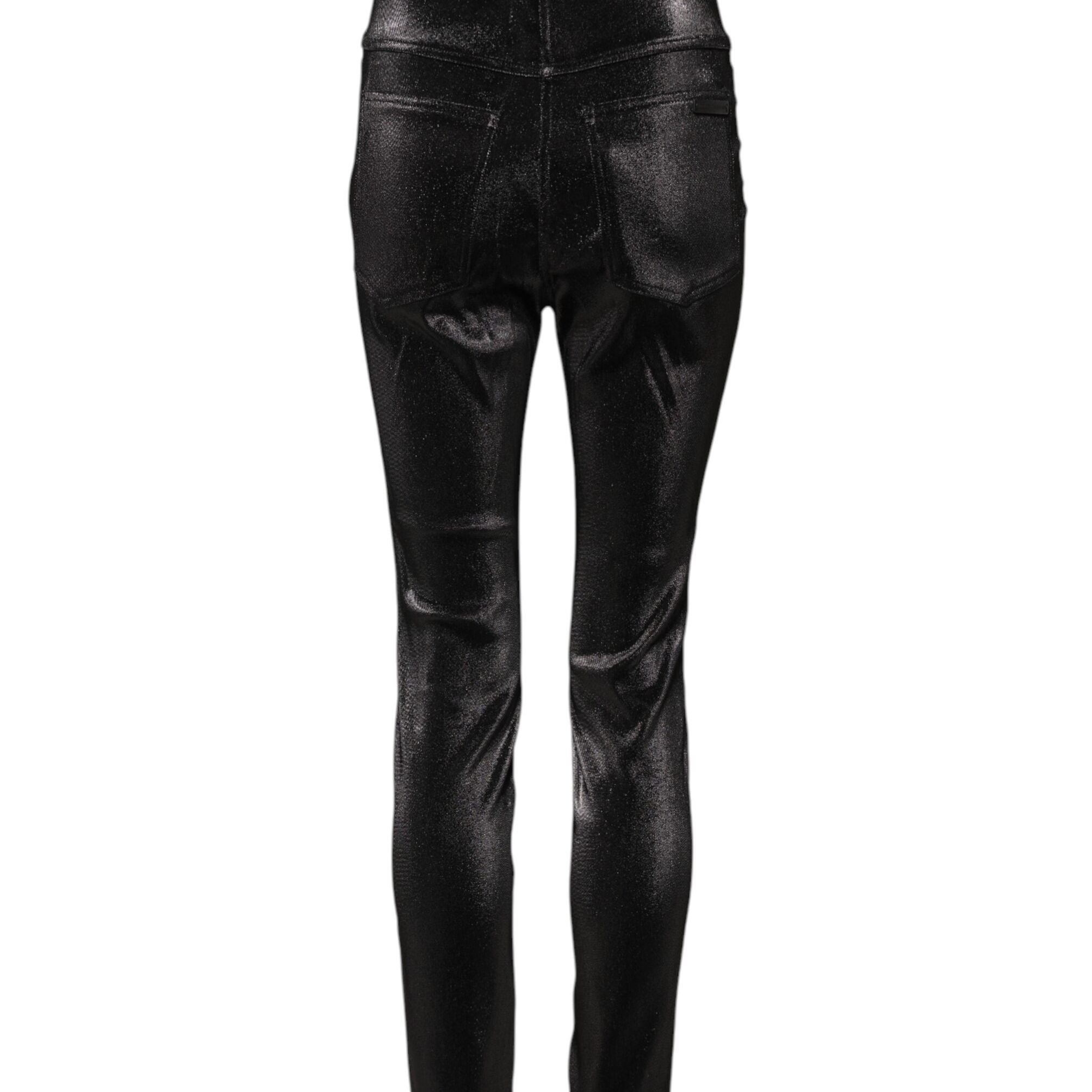 Dolce & Gabbana Black Cotton Stretch Silver Lurex Thread Pants