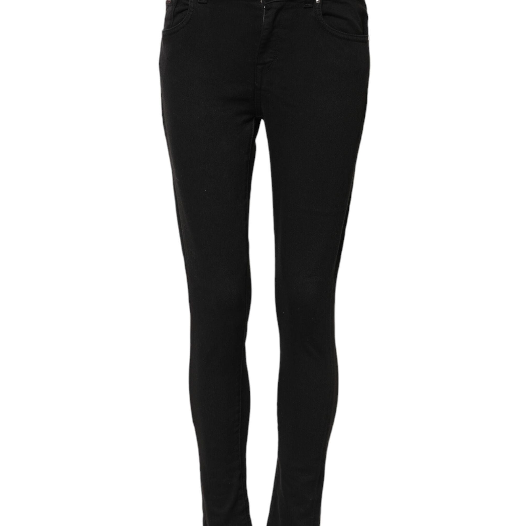 Dolce & Gabbana Black Cotton Skinny Mid Waist Denim Jeans