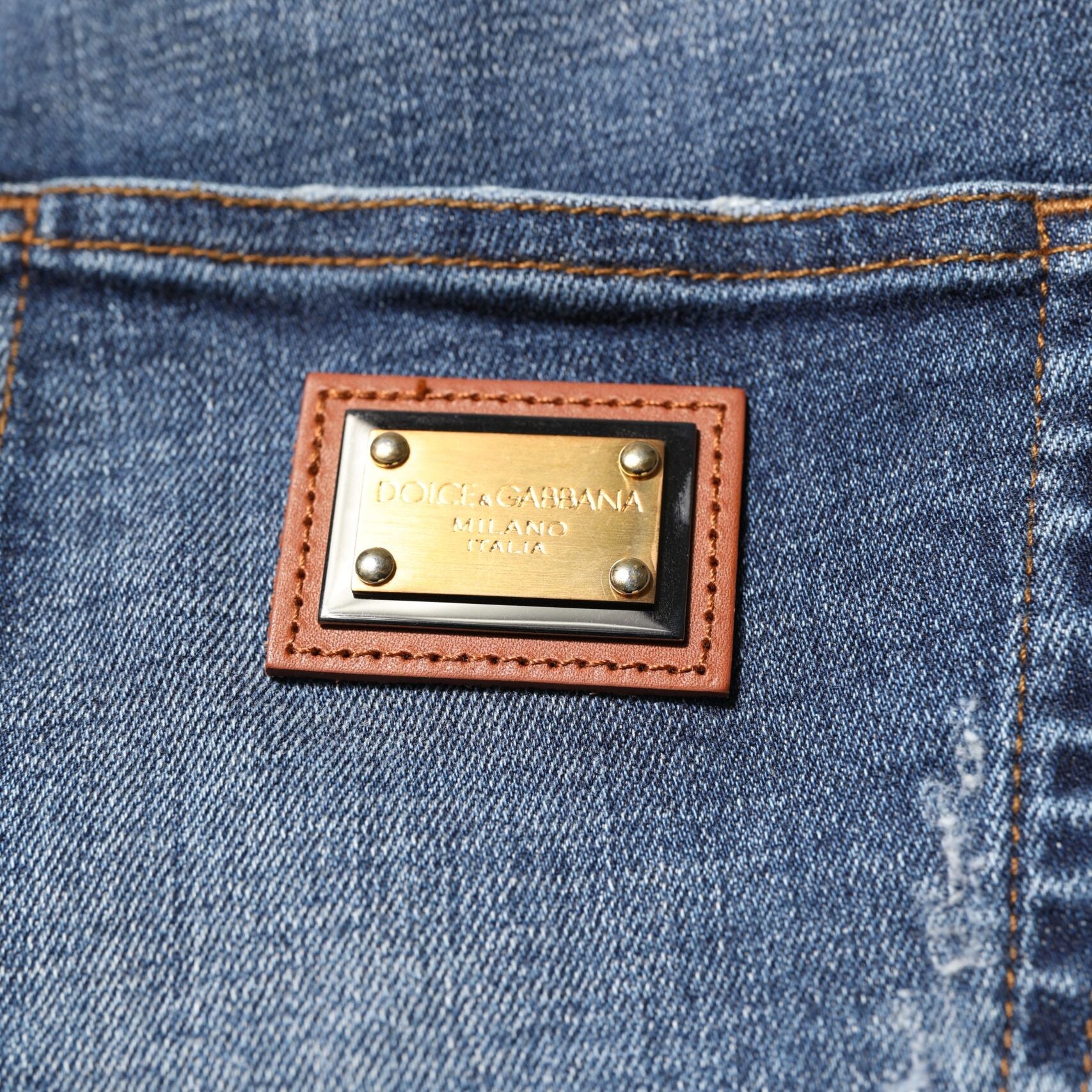 Dolce & Gabbana Blue Rhinestone Embellished Denim Jeans