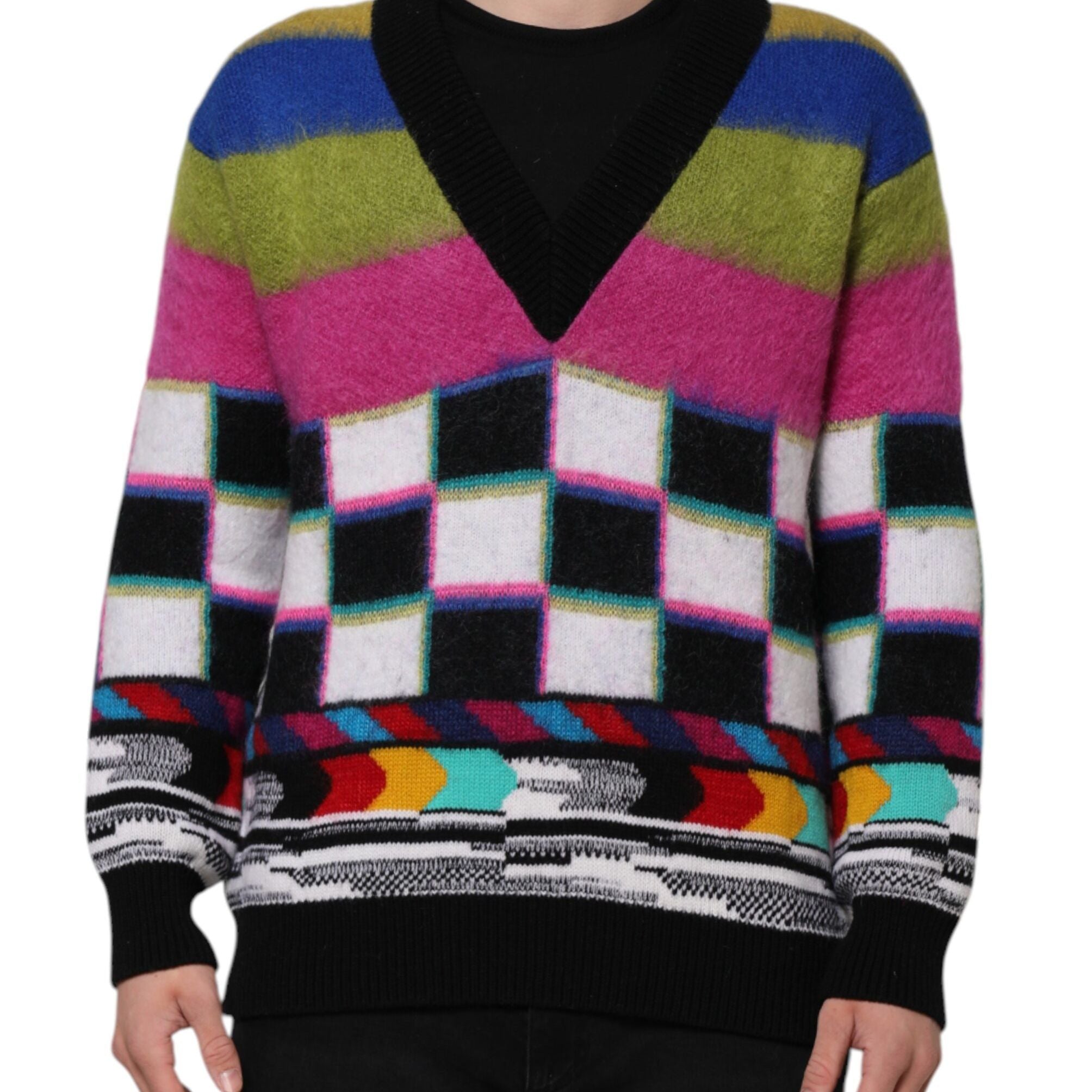 Dolce & Gabbana Multicolor Glitch Design Pullover Sweater