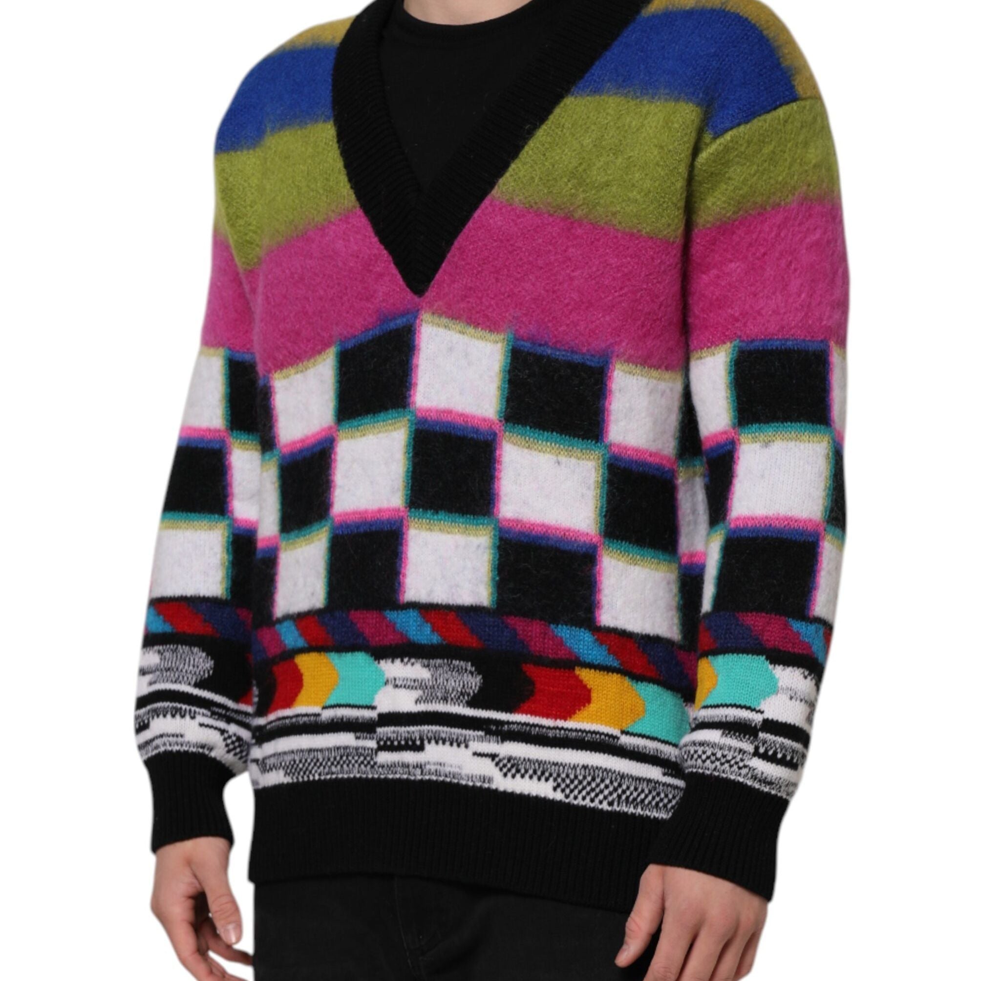 Dolce & Gabbana Multicolor Glitch Design Pullover Sweater