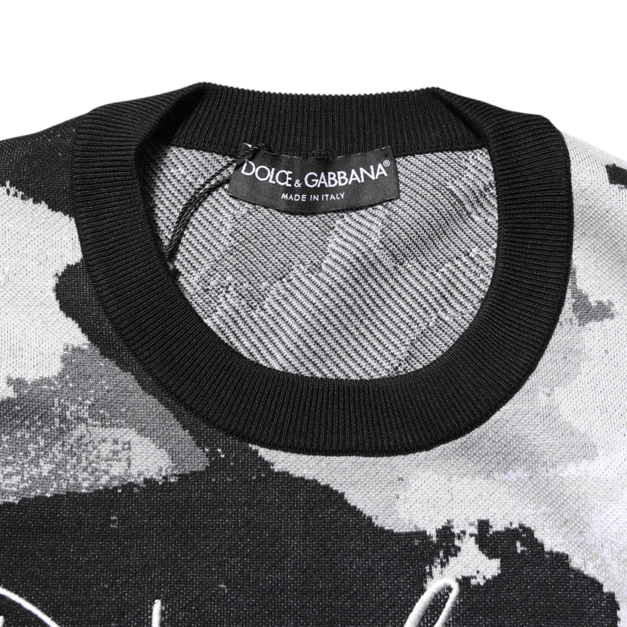 Dolce & Gabbana Multicolor Silk Camouflage Pullover Sweater