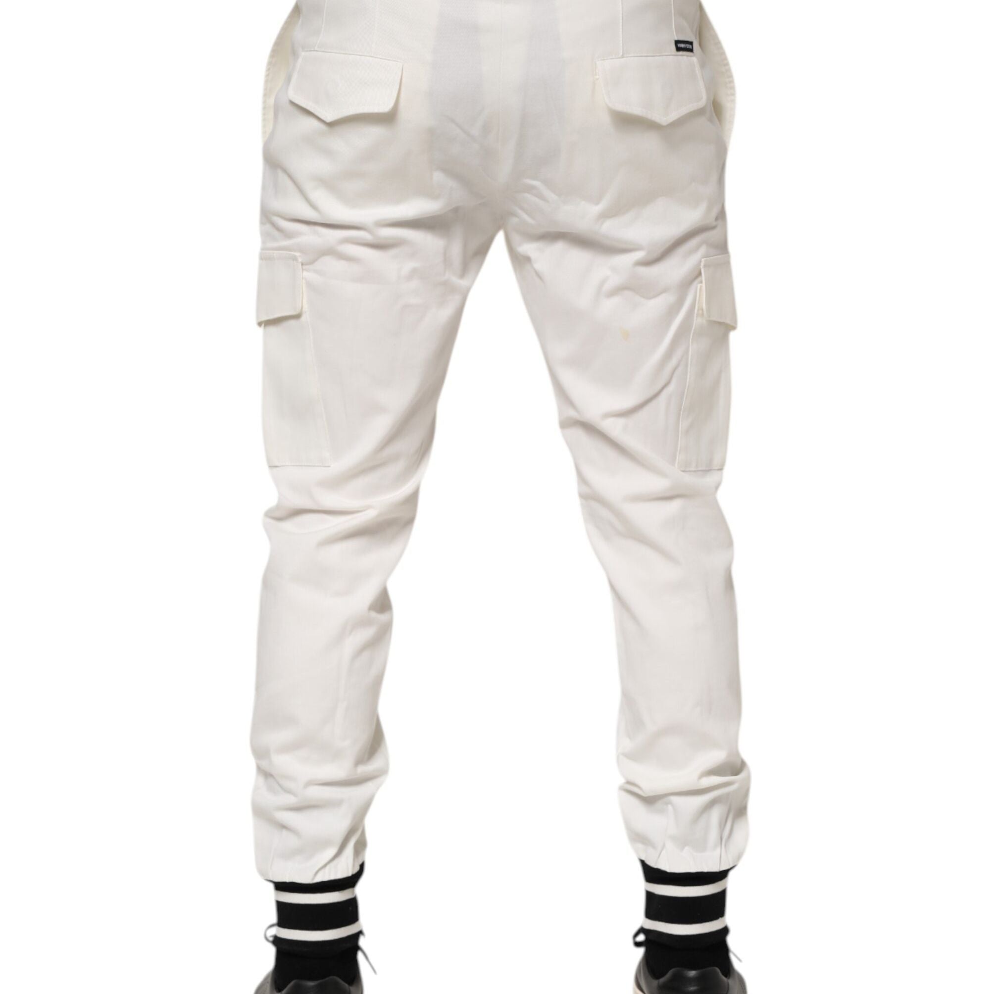 Dolce & Gabbana White Cotton Jogger Cargo Skinny Men Pants