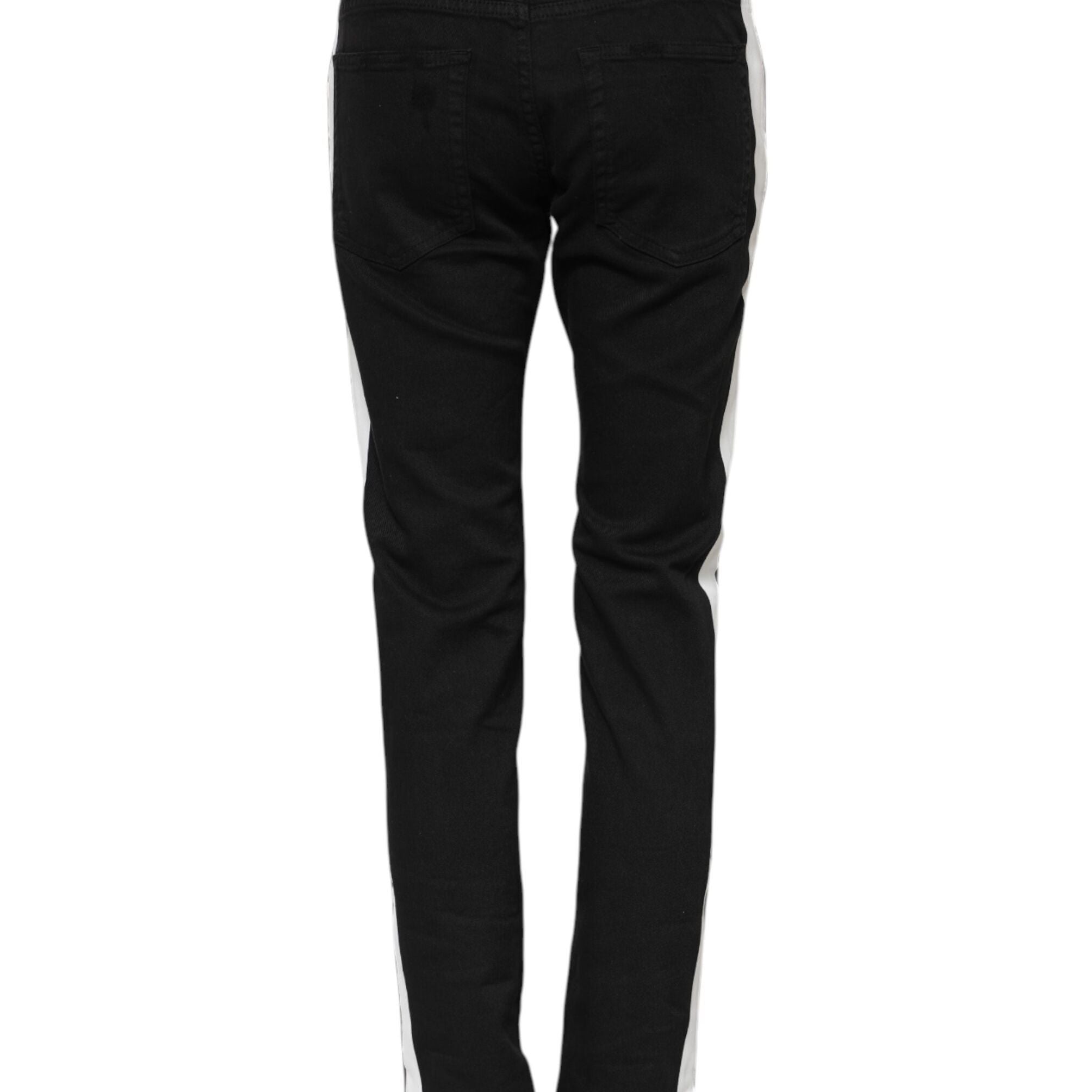 Dolce & Gabbana Black Tattered White Lining Skinny Denim Jeans