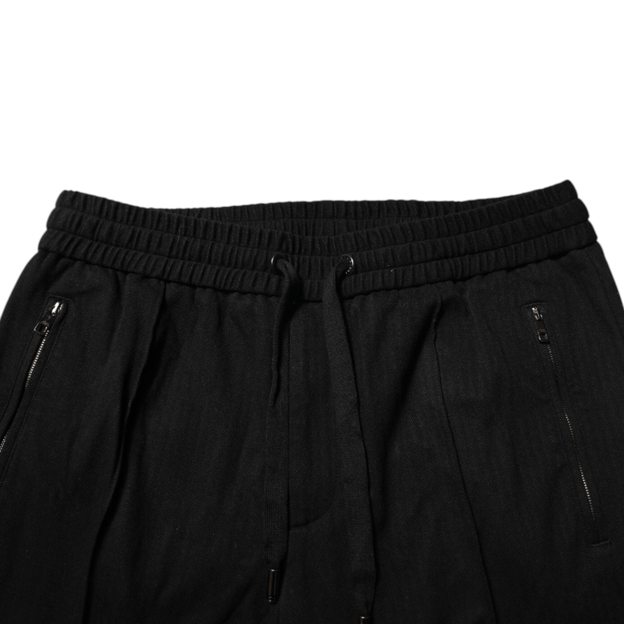 Dolce & Gabbana Black Viscose Skinny Logo Men Jogger Pants