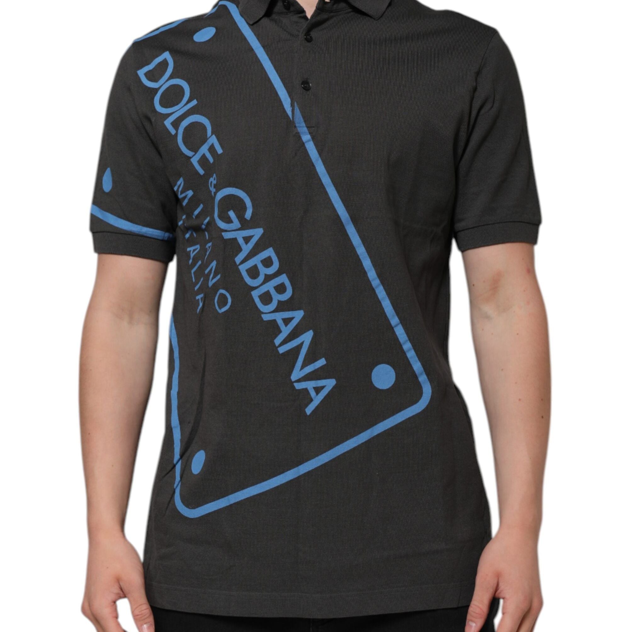 Dolce & Gabbana Dark Gray Short Sleeve Collared Polo T-shirt