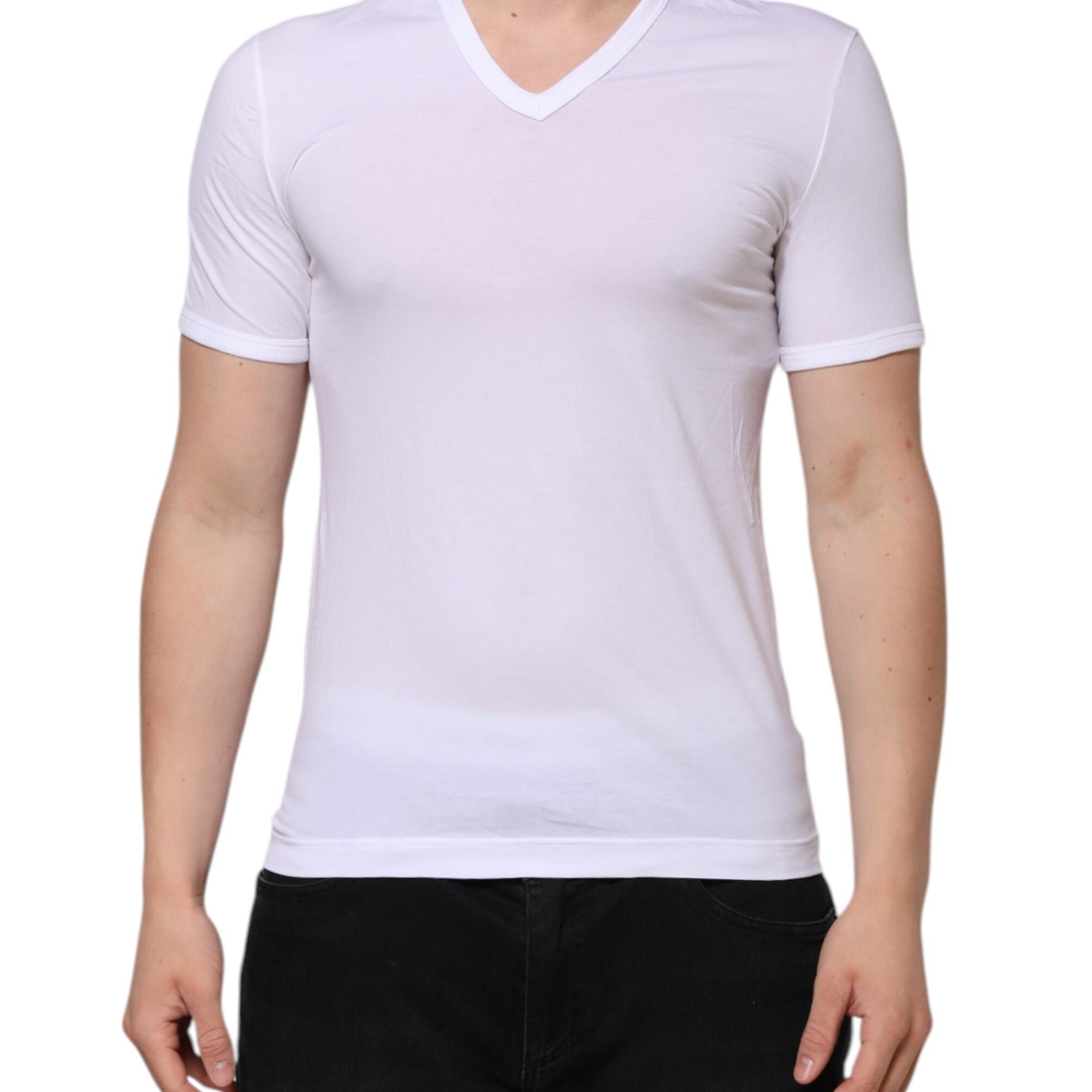 Dolce & Gabbana White Short Sleeves V-neck Underwear T-shirt