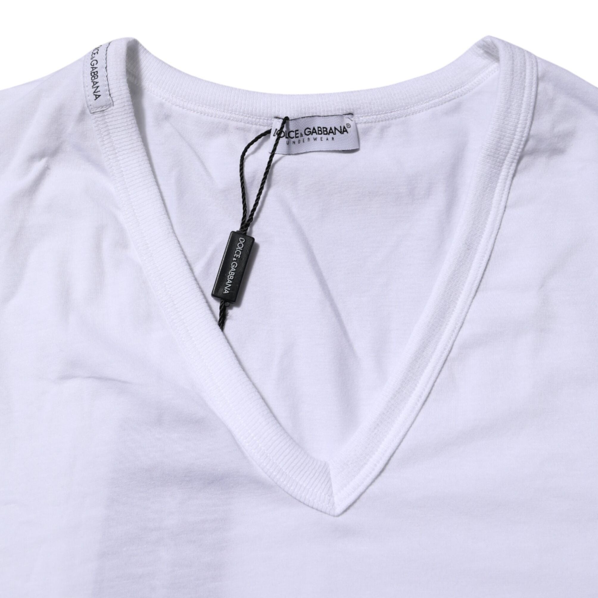 Dolce & Gabbana White Short Sleeves V-neck Underwear T-shirt