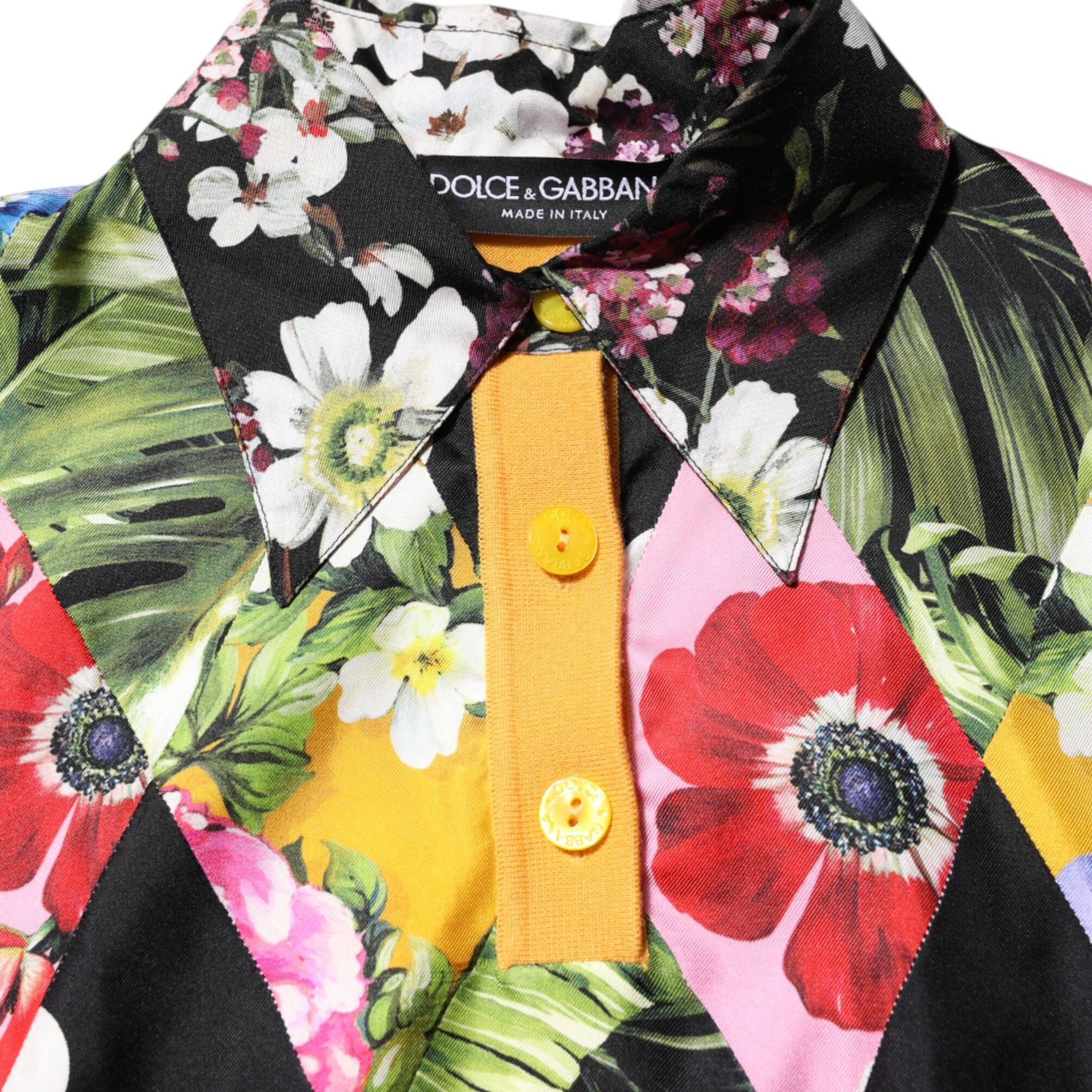 Dolce & Gabbana Multicolor Floral Long Sleeves Polo Top