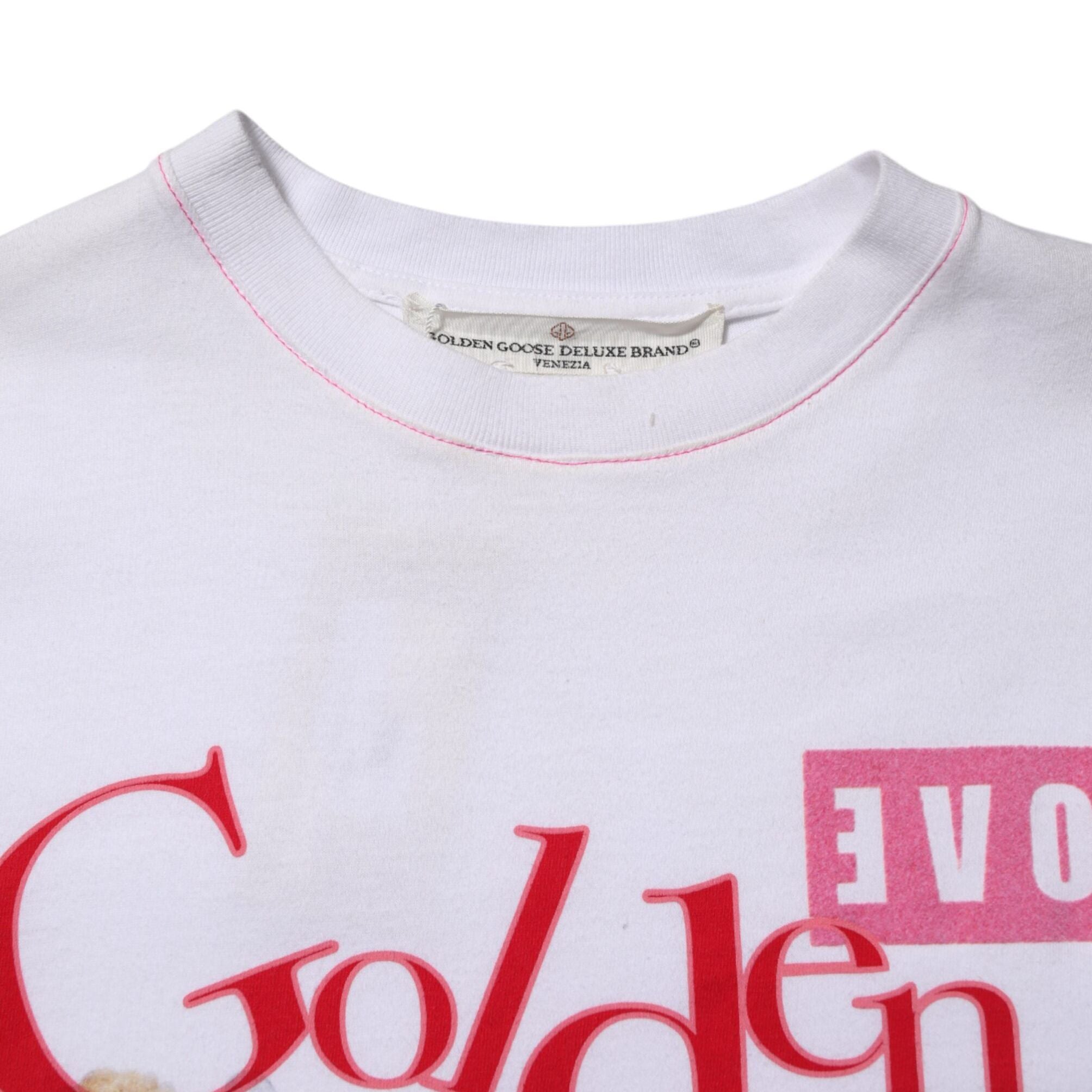 Golden Goose White Printed Round Neck T-shirt