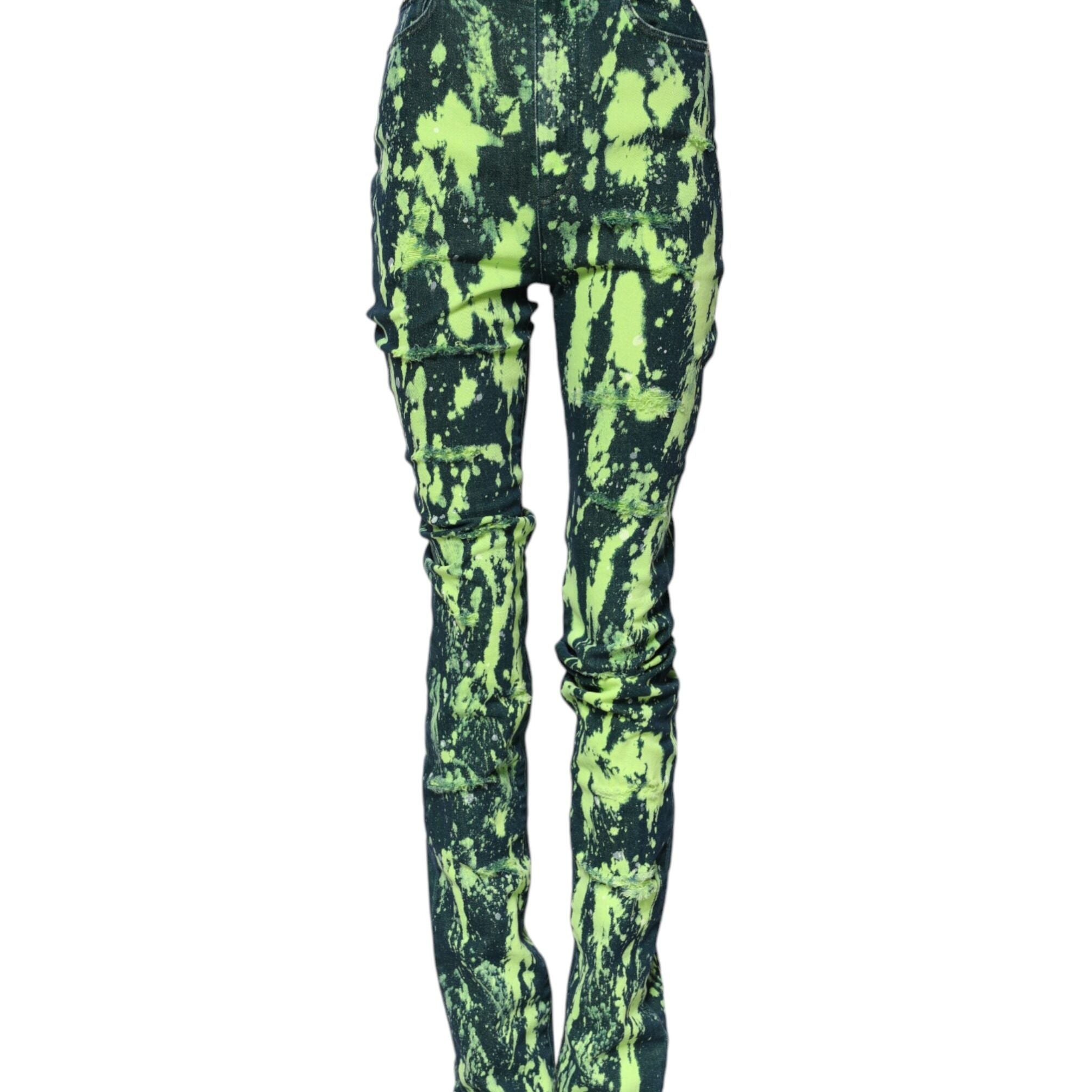 Dolce & Gabbana Green Color Splash High Waist Denim Jeans