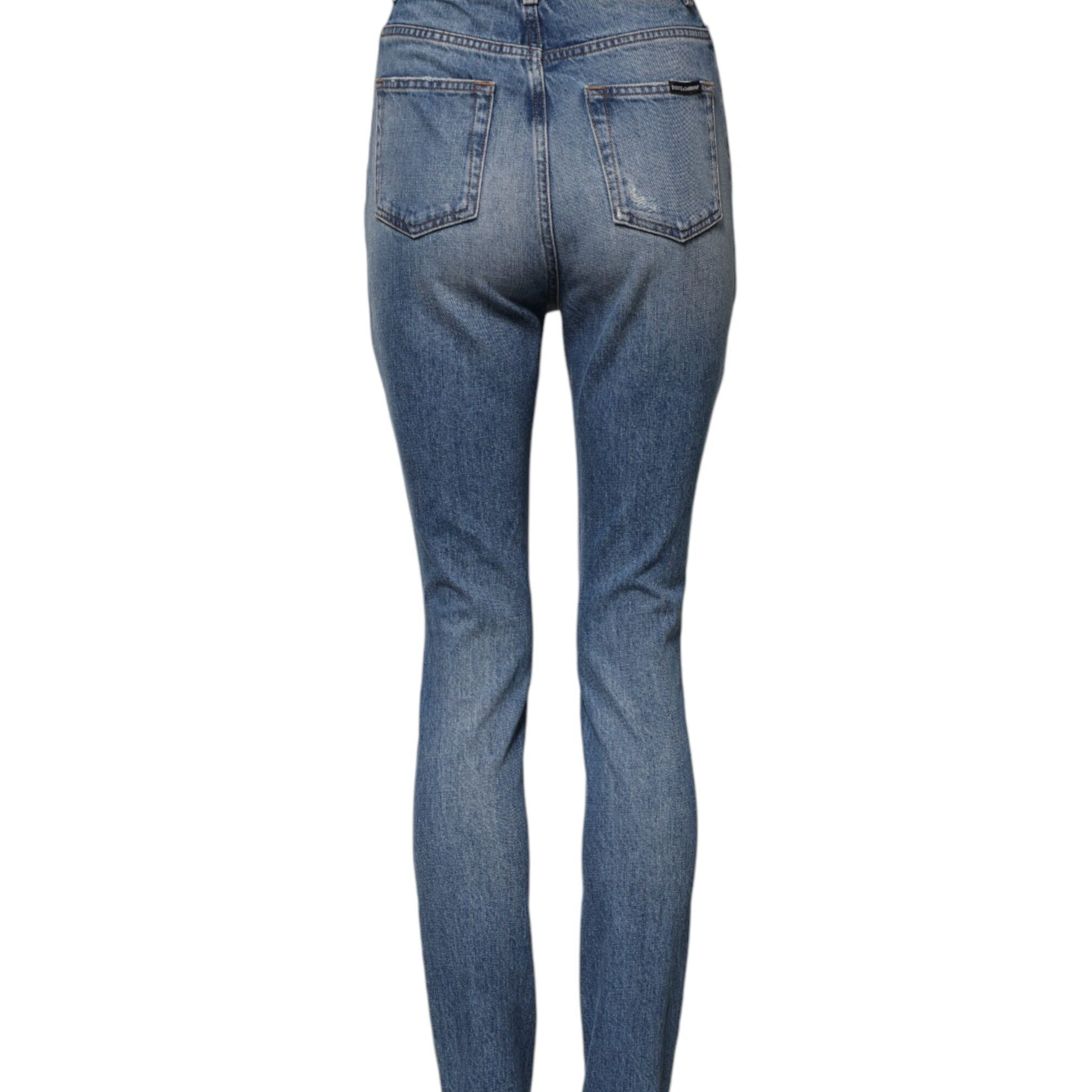 Dolce & Gabbana Blue Washed Skinny High Waist Denim Jeans