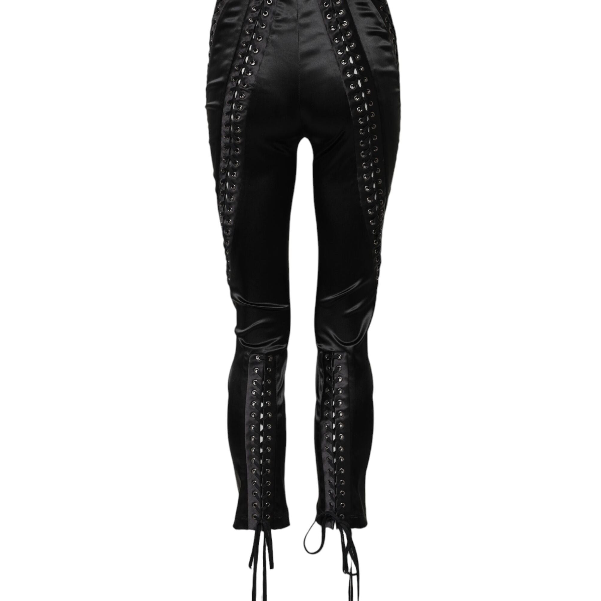 Dolce & Gabbana Black Lace Details High Waist Skinny Pants