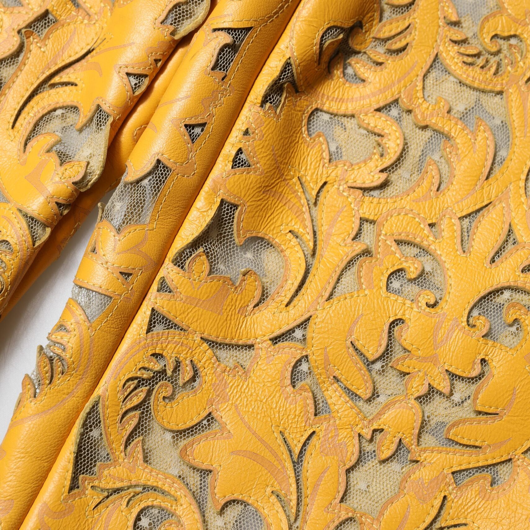 Dolce & Gabbana Yellow Floral Lace Mid Waist Capri Pants