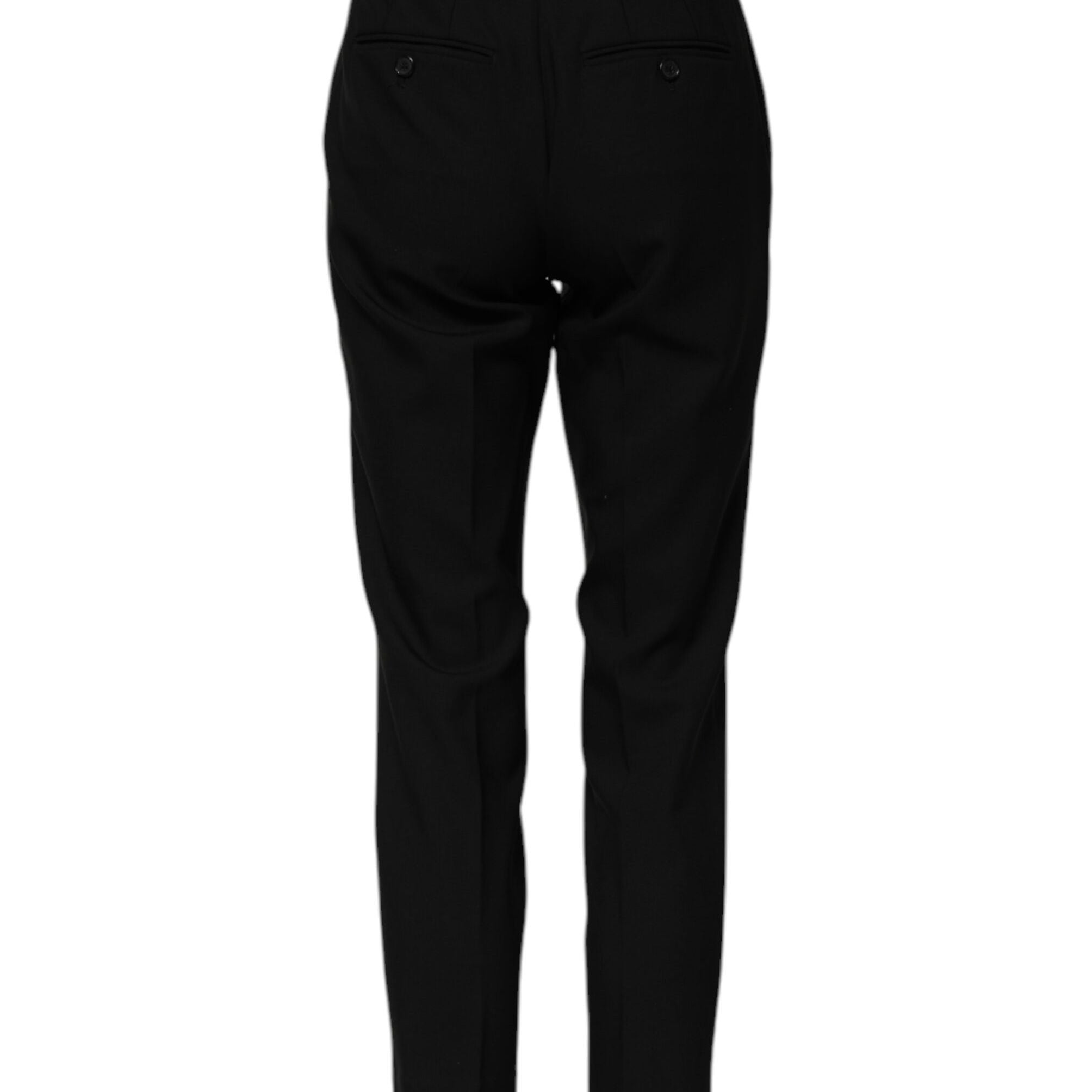 Dolce & Gabbana Black Wool High Waist Tapered Pants