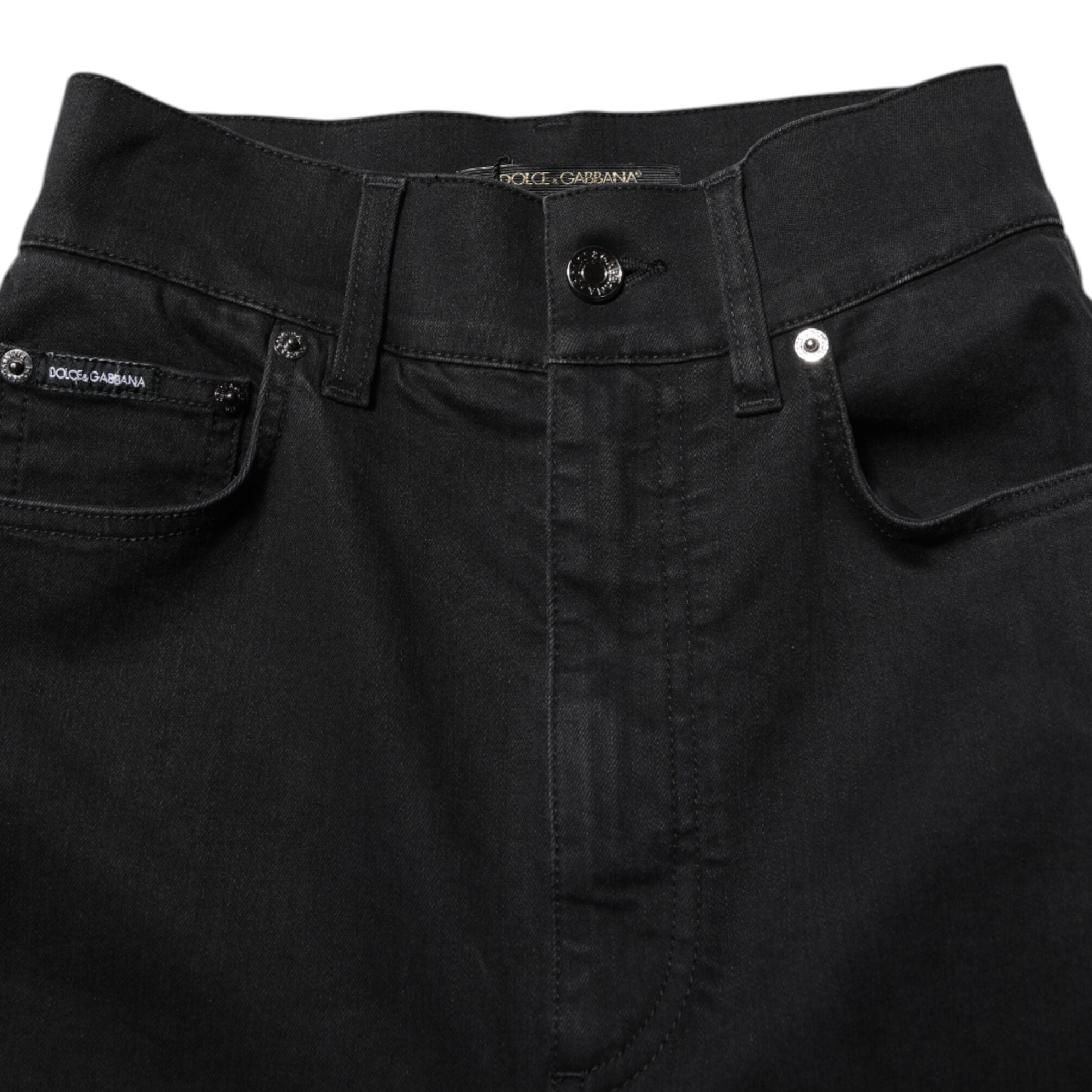 Dolce & Gabbana Black Cotton High Waist Skinny Denim Jeans