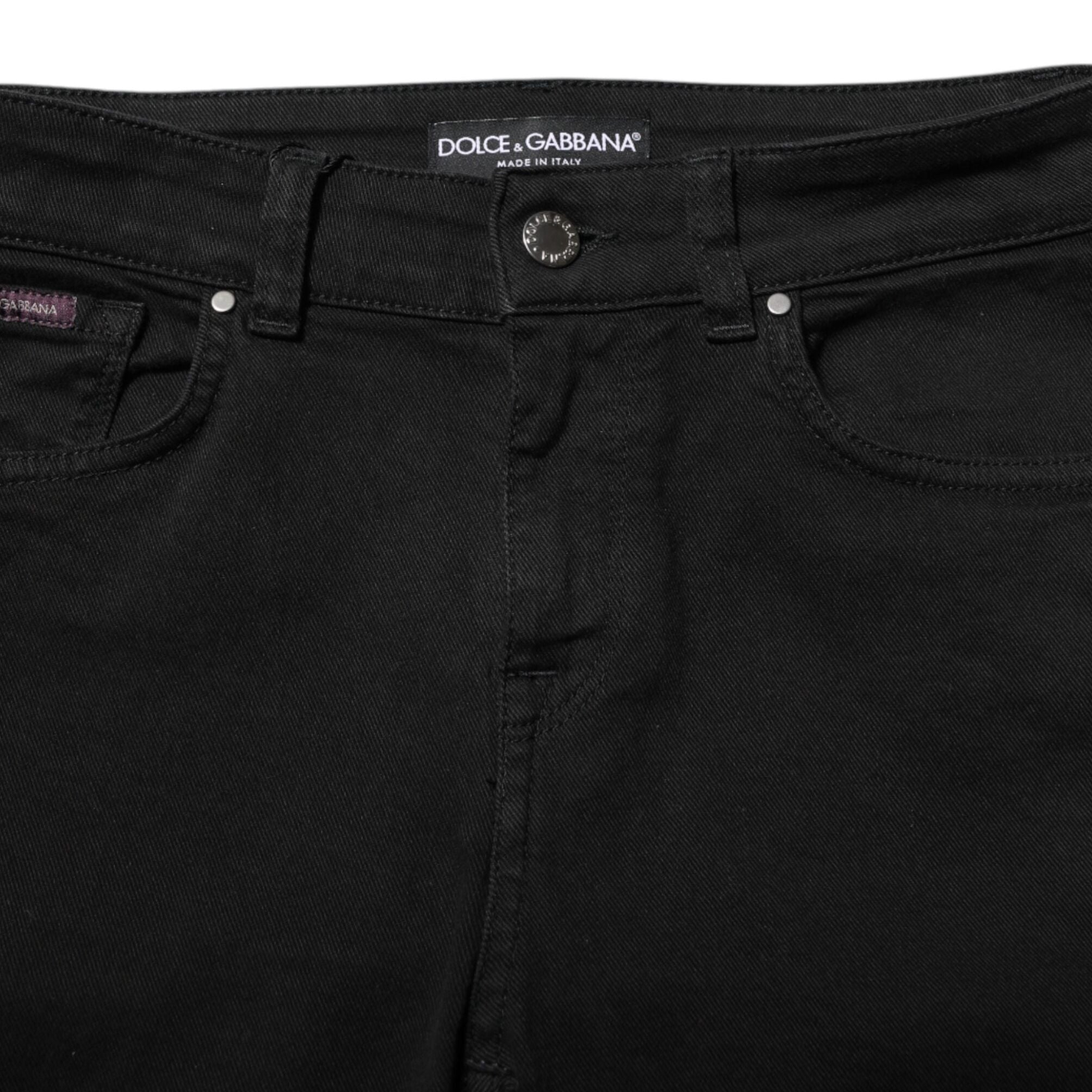 Dolce & Gabbana Black Cotton Skinny Mid Waist Denim Jeans