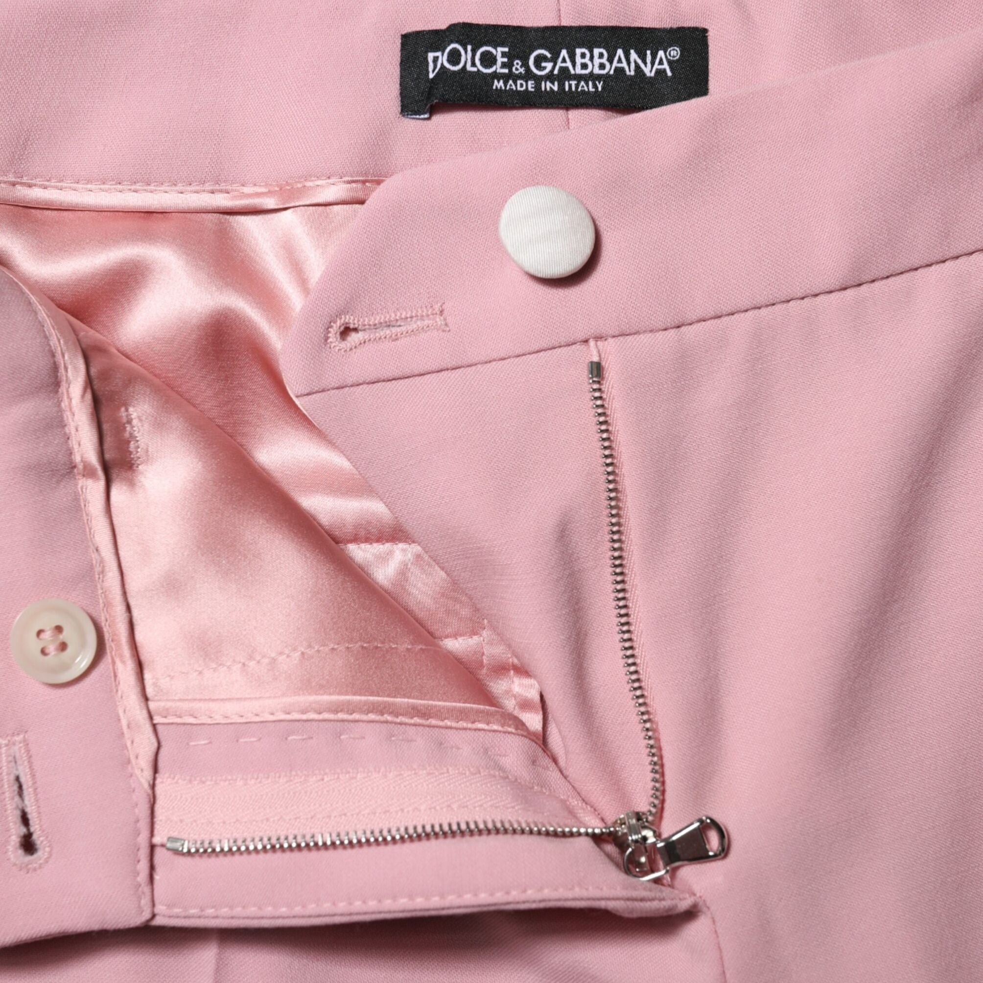 Dolce & Gabbana Pink Wool High Waist Tapered Pants