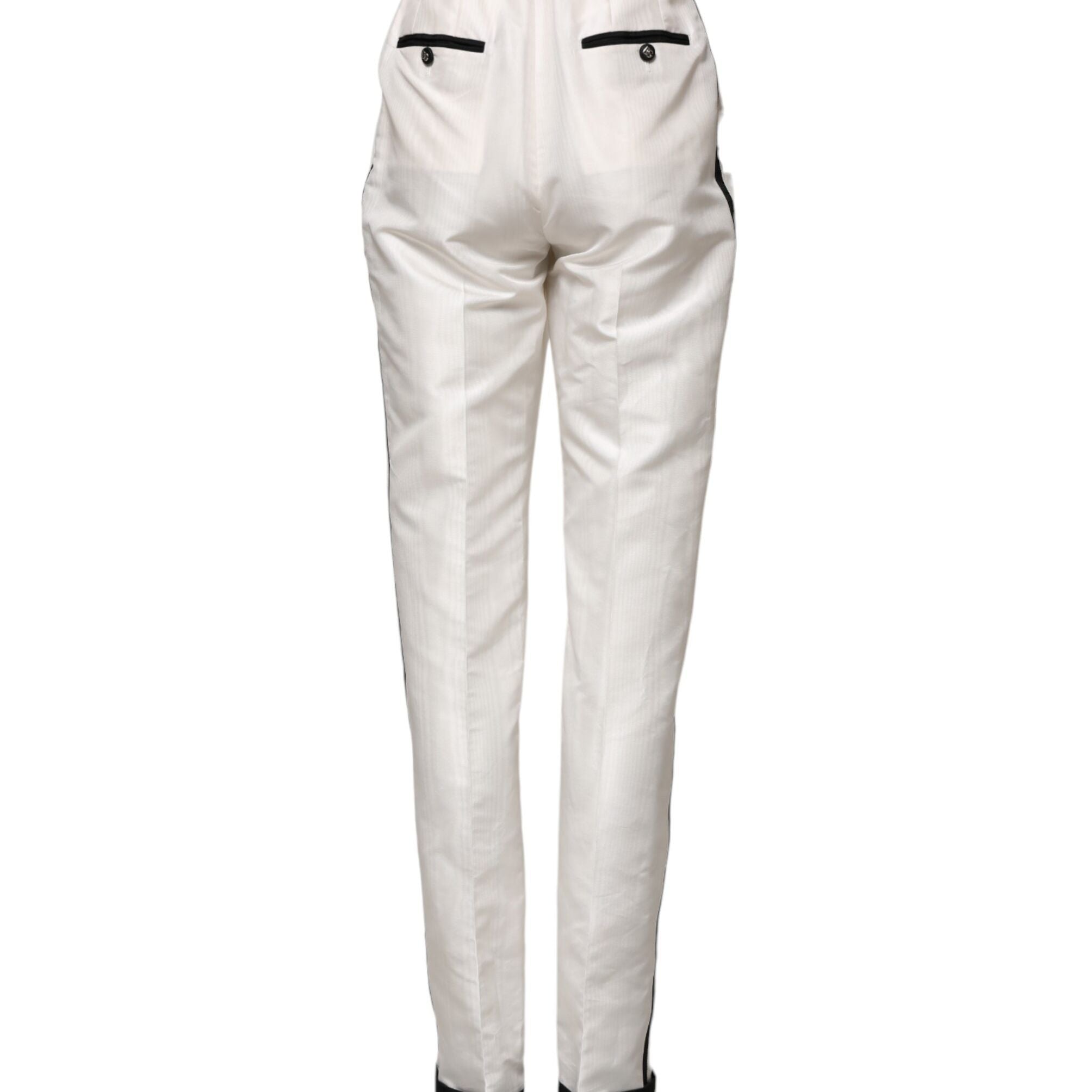 Dolce & Gabbana White High Waist Straight Dress Trouser Pants