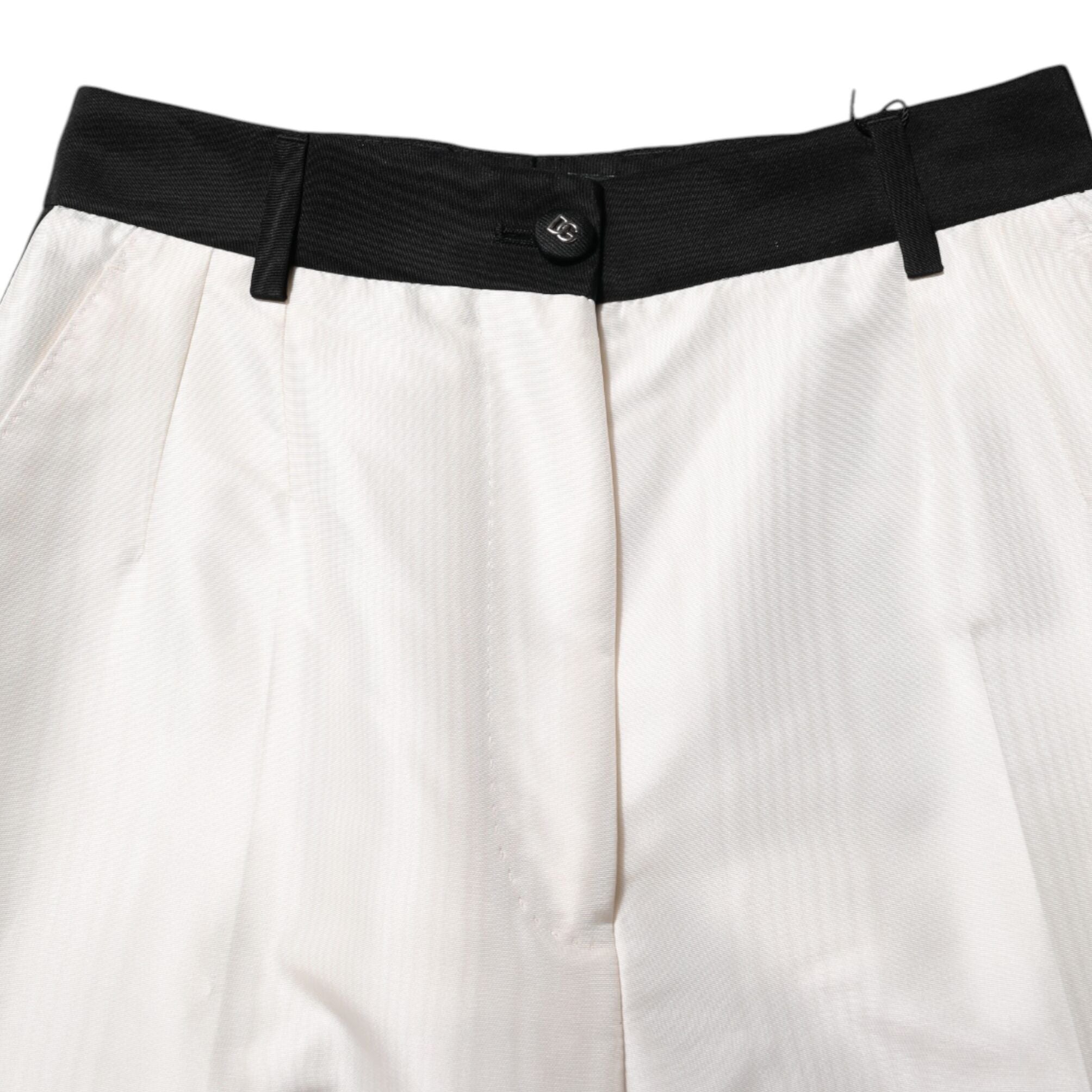 Dolce & Gabbana White High Waist Straight Dress Trouser Pants