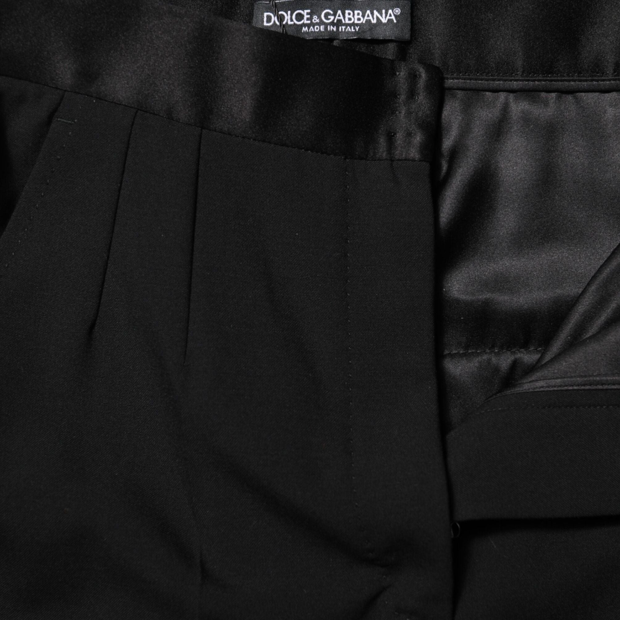 Dolce & Gabbana Black Wool Tapered High Waist Pants