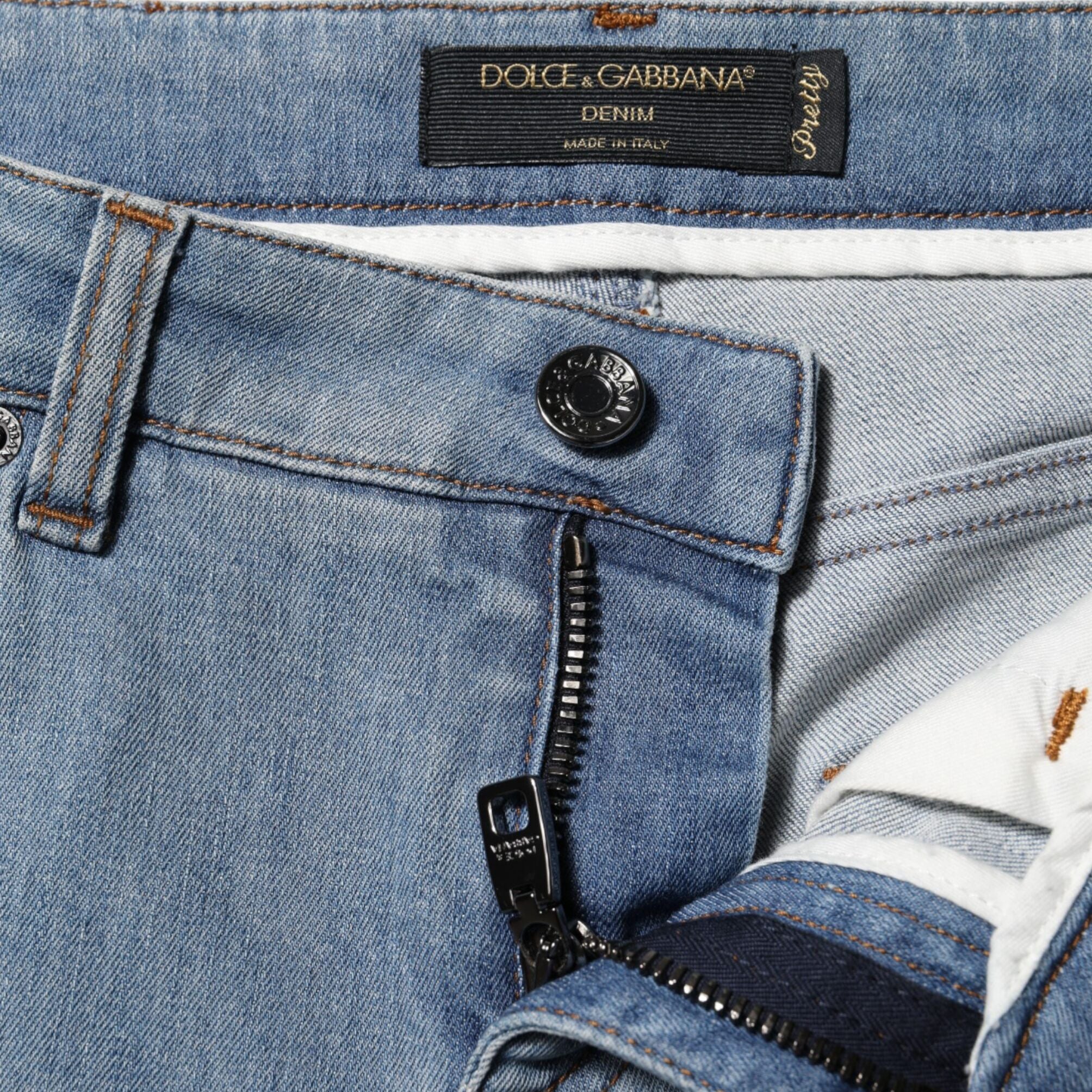 Dolce & Gabbana Blue Cotton PRETTY MidWaist Skinny Denim Jeans