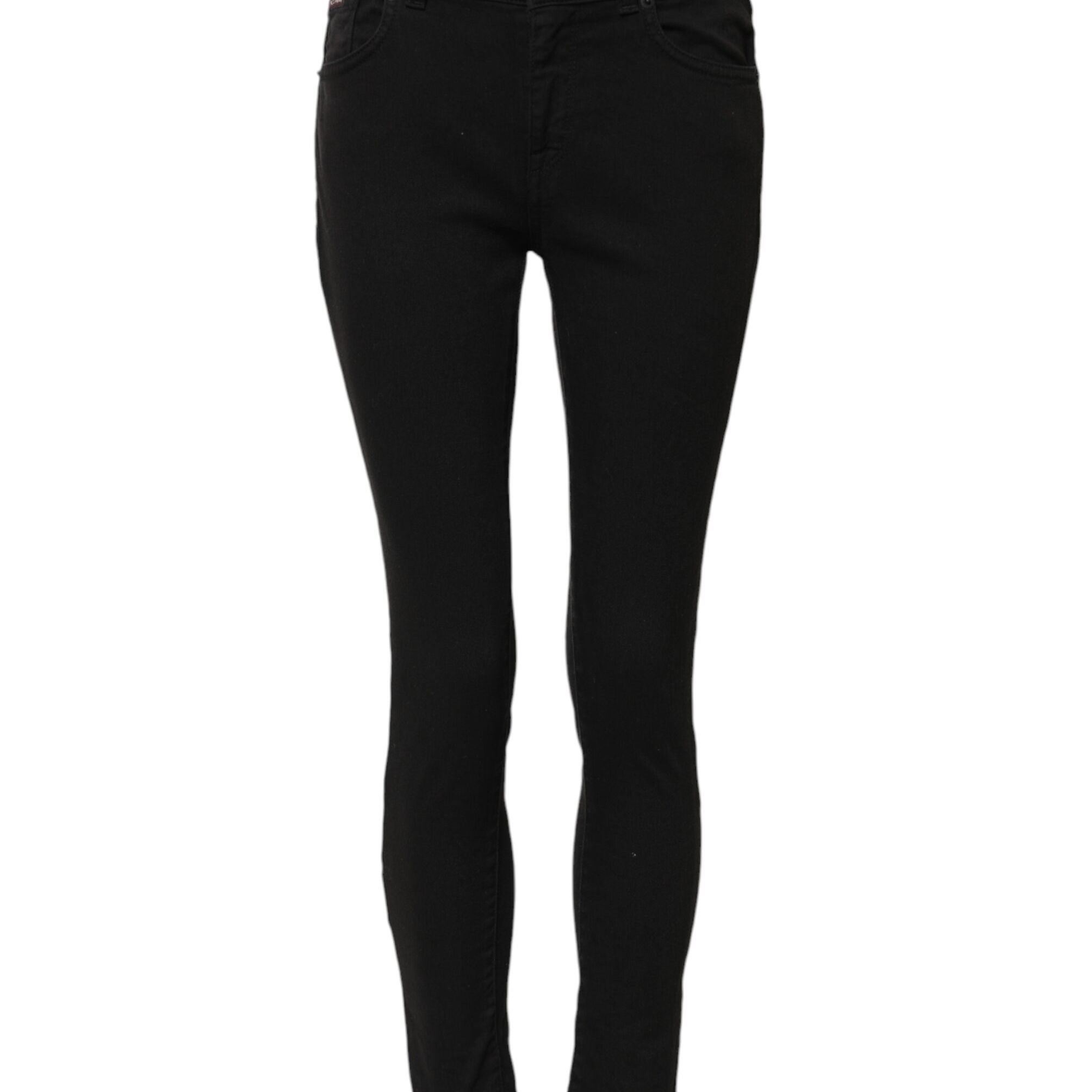 Dolce & Gabbana Black Cotton Skinny Mid Waist Denim Jeans