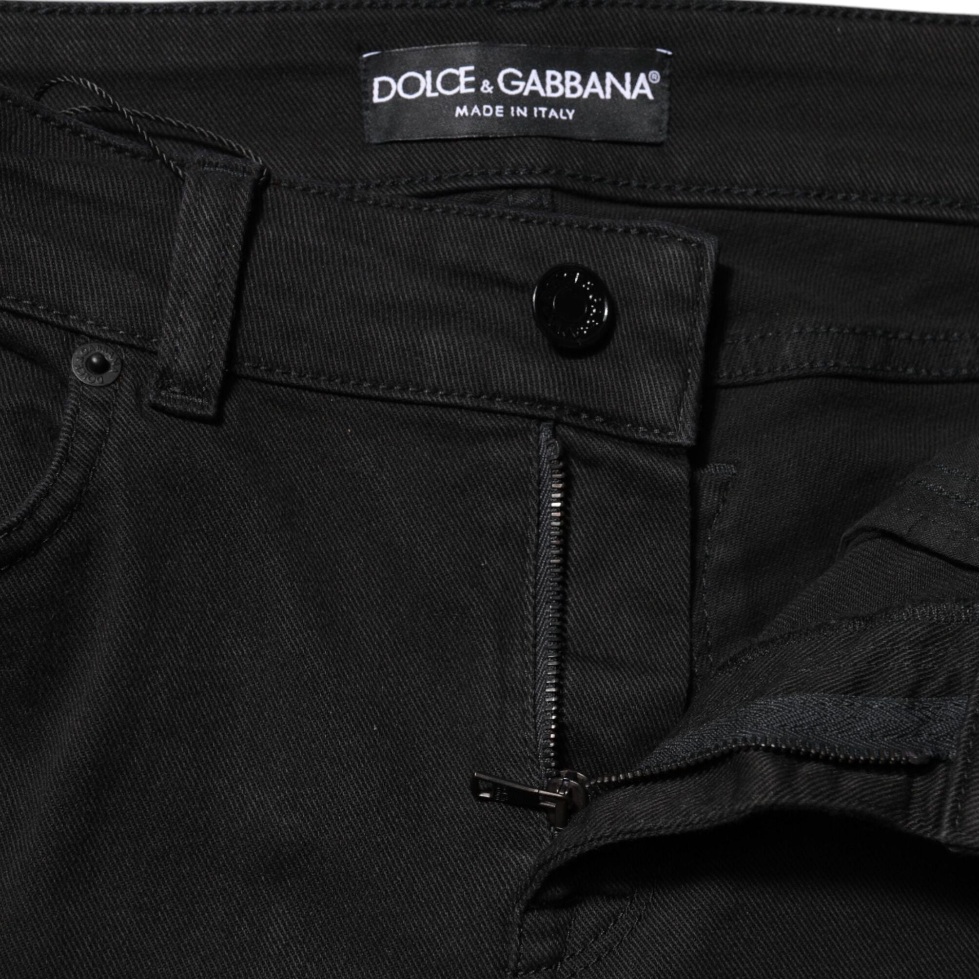 Dolce & Gabbana Black Cotton Skinny Mid Waist Denim Jeans