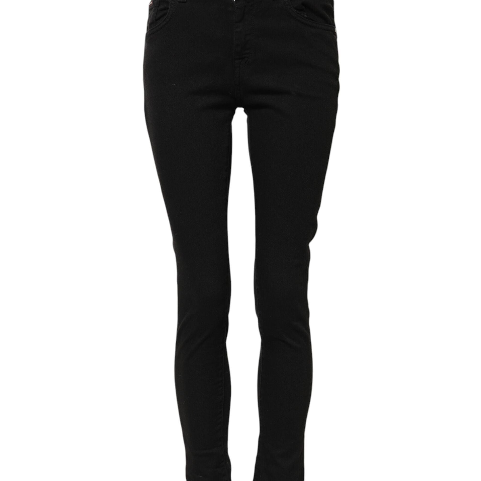 Dolce & Gabbana Black Cotton Skinny Mid Waist Denim Jeans