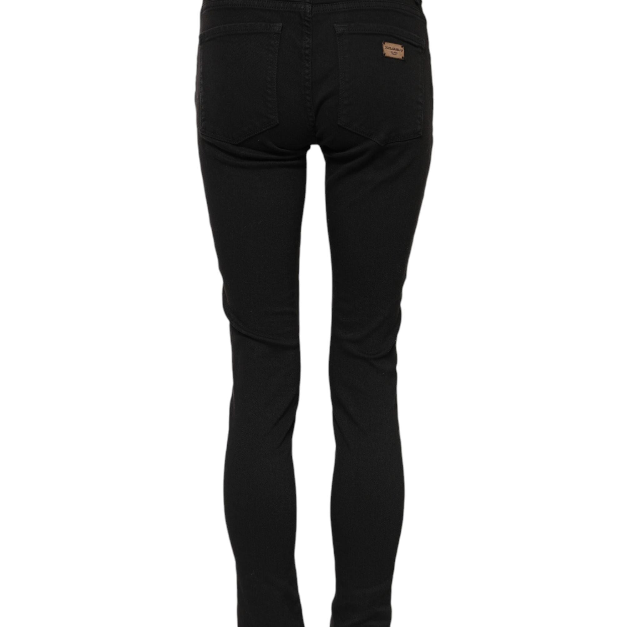 Dolce & Gabbana Black Cotton Skinny Mid Waist Denim Jeans
