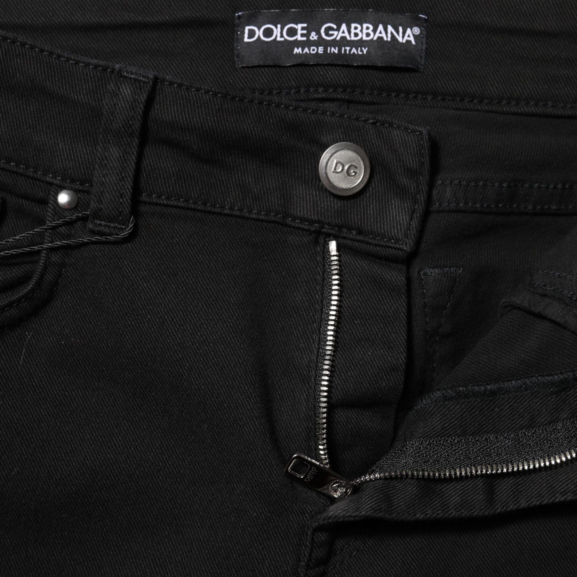 Dolce & Gabbana Black Cotton Skinny Mid Waist Denim Jeans