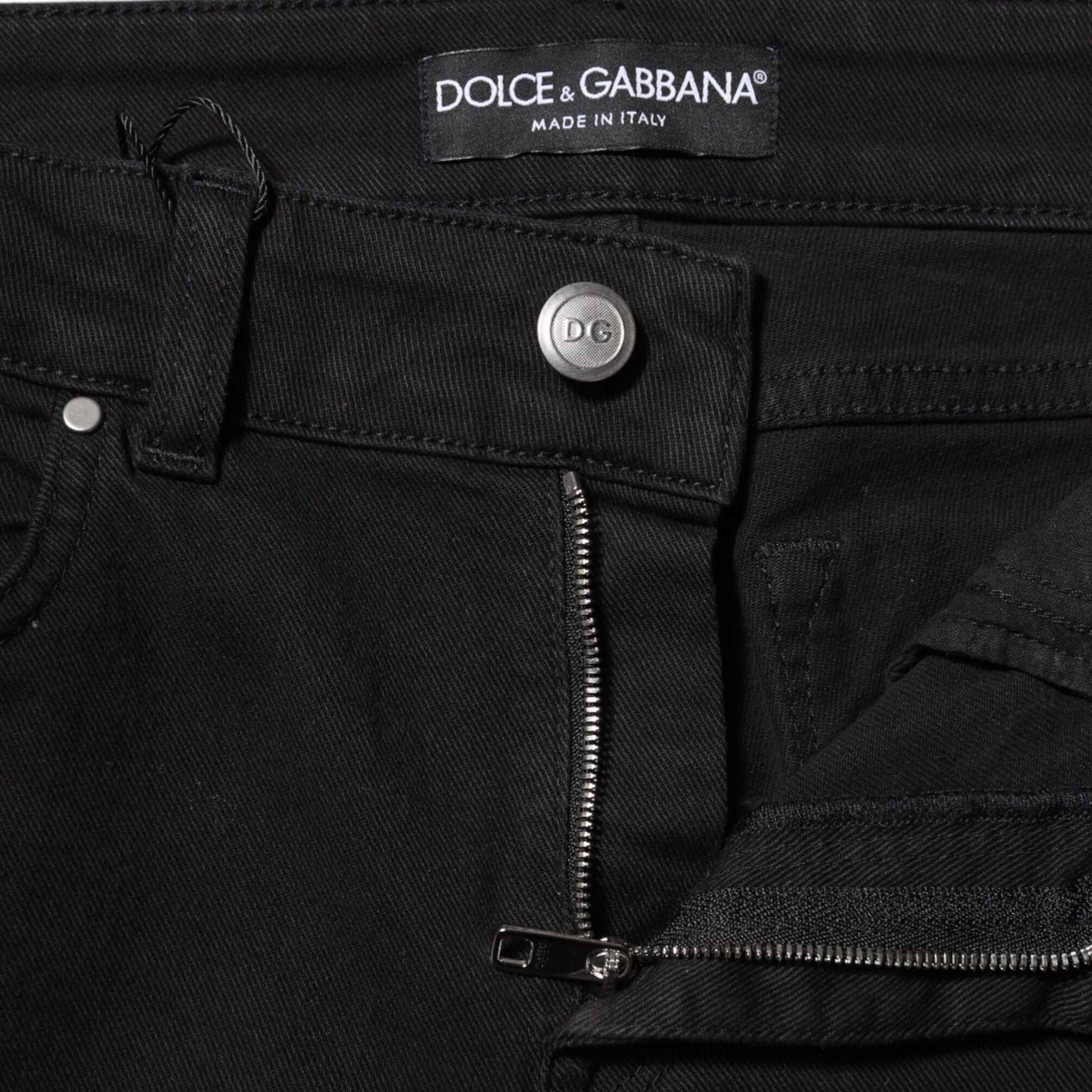 Dolce & Gabbana Black Cotton Skinny Mid Waist Denim Jeans