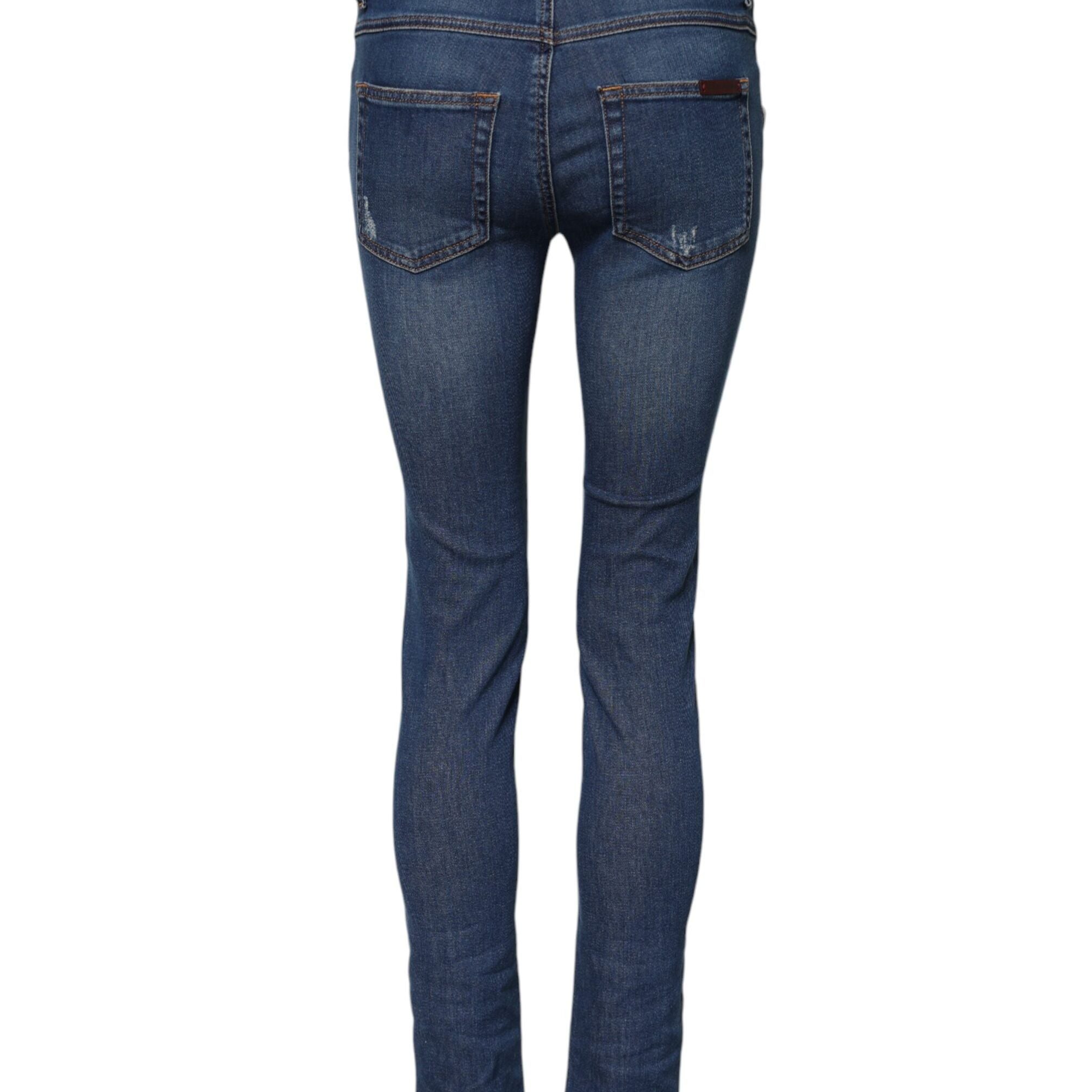 Dolce & Gabbana Blue Cotton Low Waist Skinny Denim Jeans