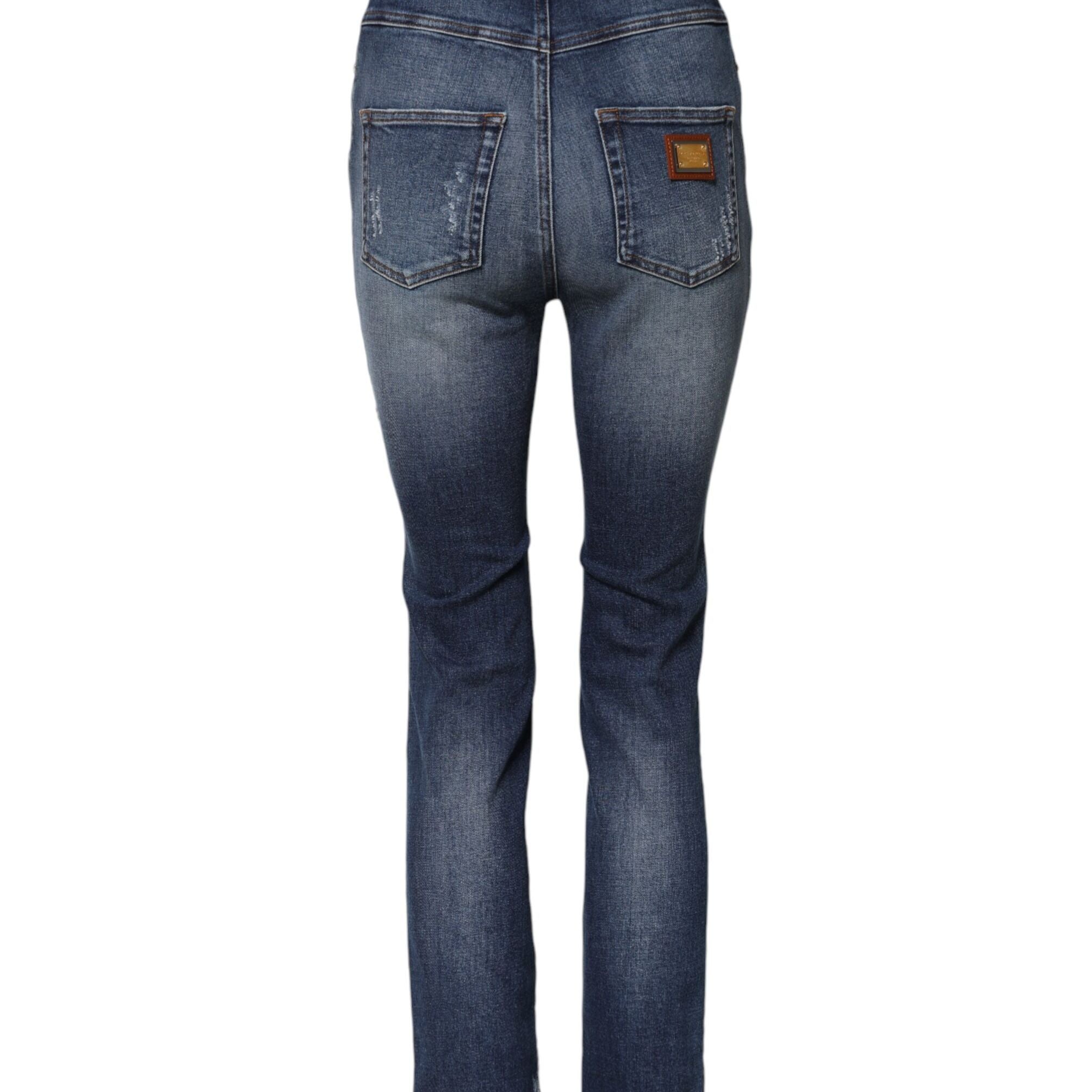 Dolce & Gabbana Blue Rhinestone Embellished Denim Jeans