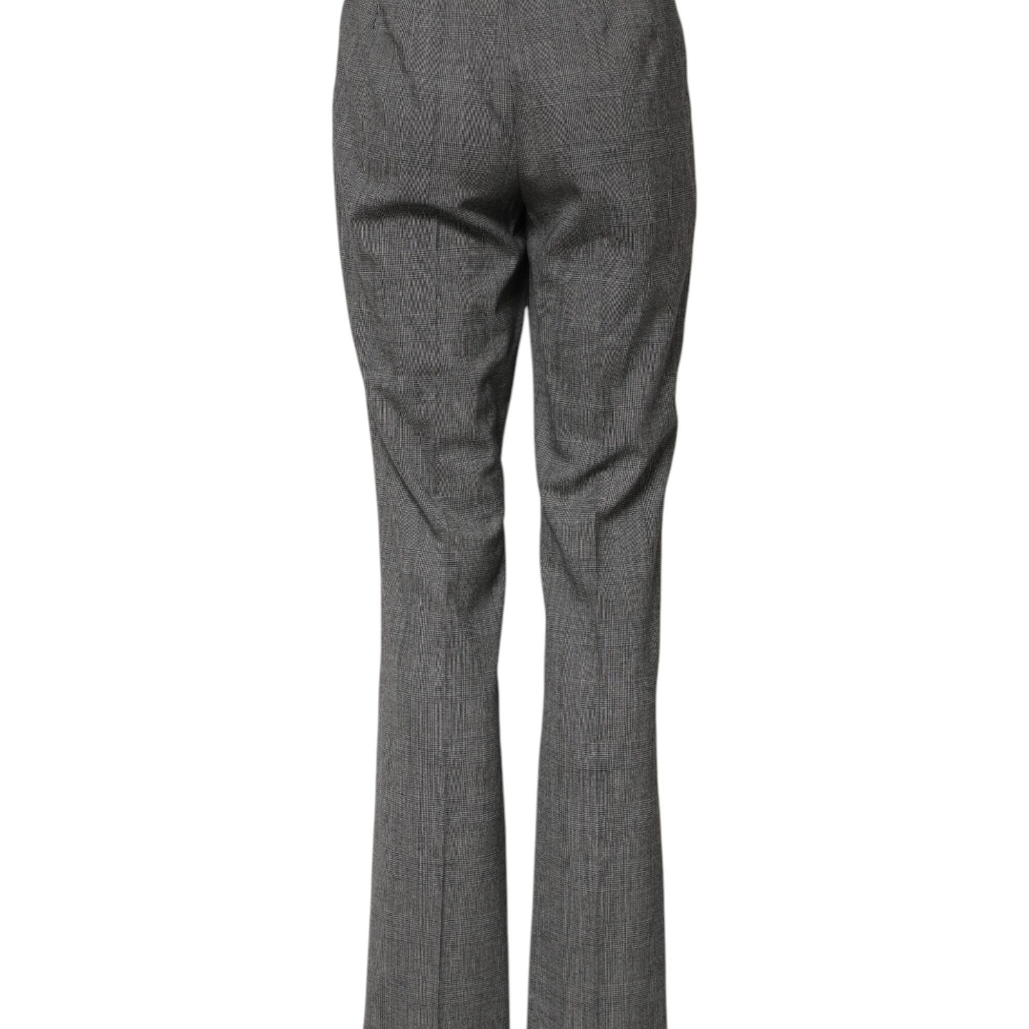 Dolce & Gabbana Gray Checkered High Waist Flared Pants