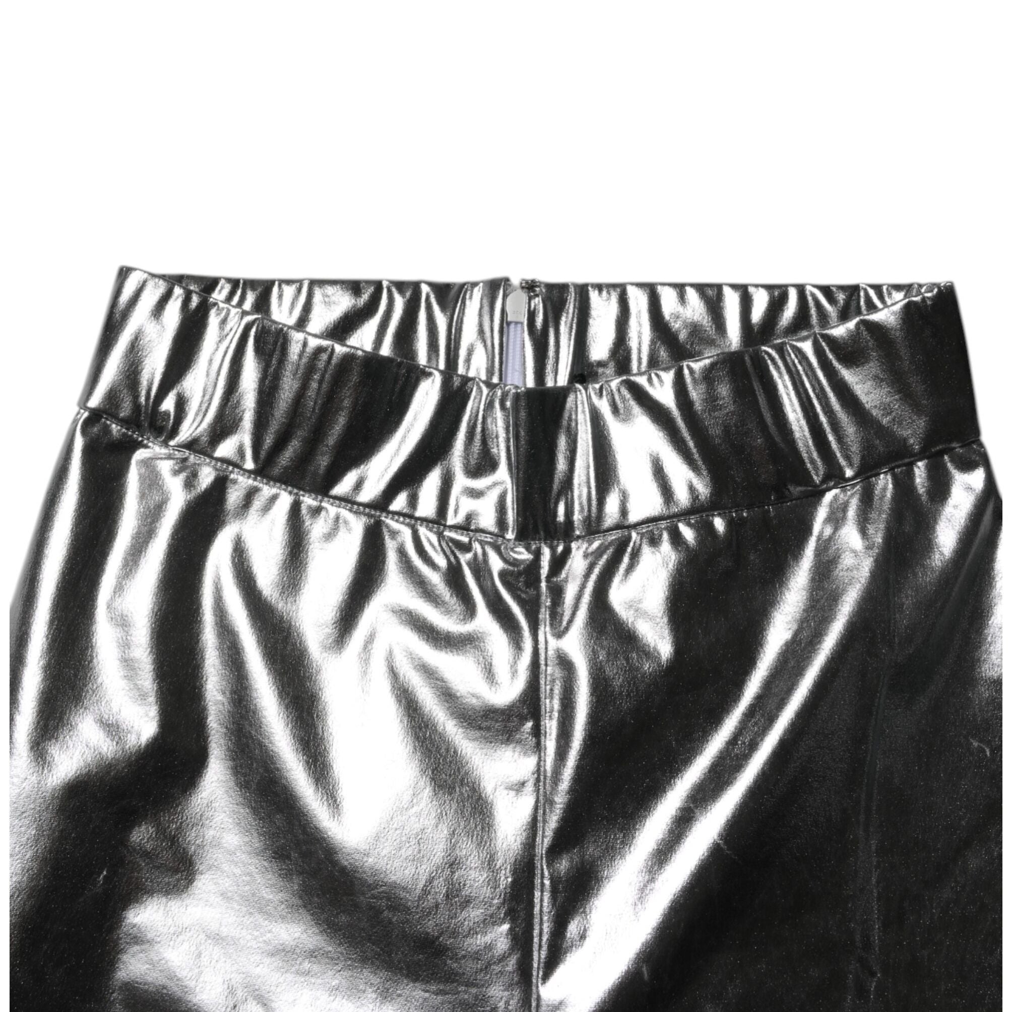Dolce & Gabbana Metallic Silver Polyester Slim Fit Leggings Pants