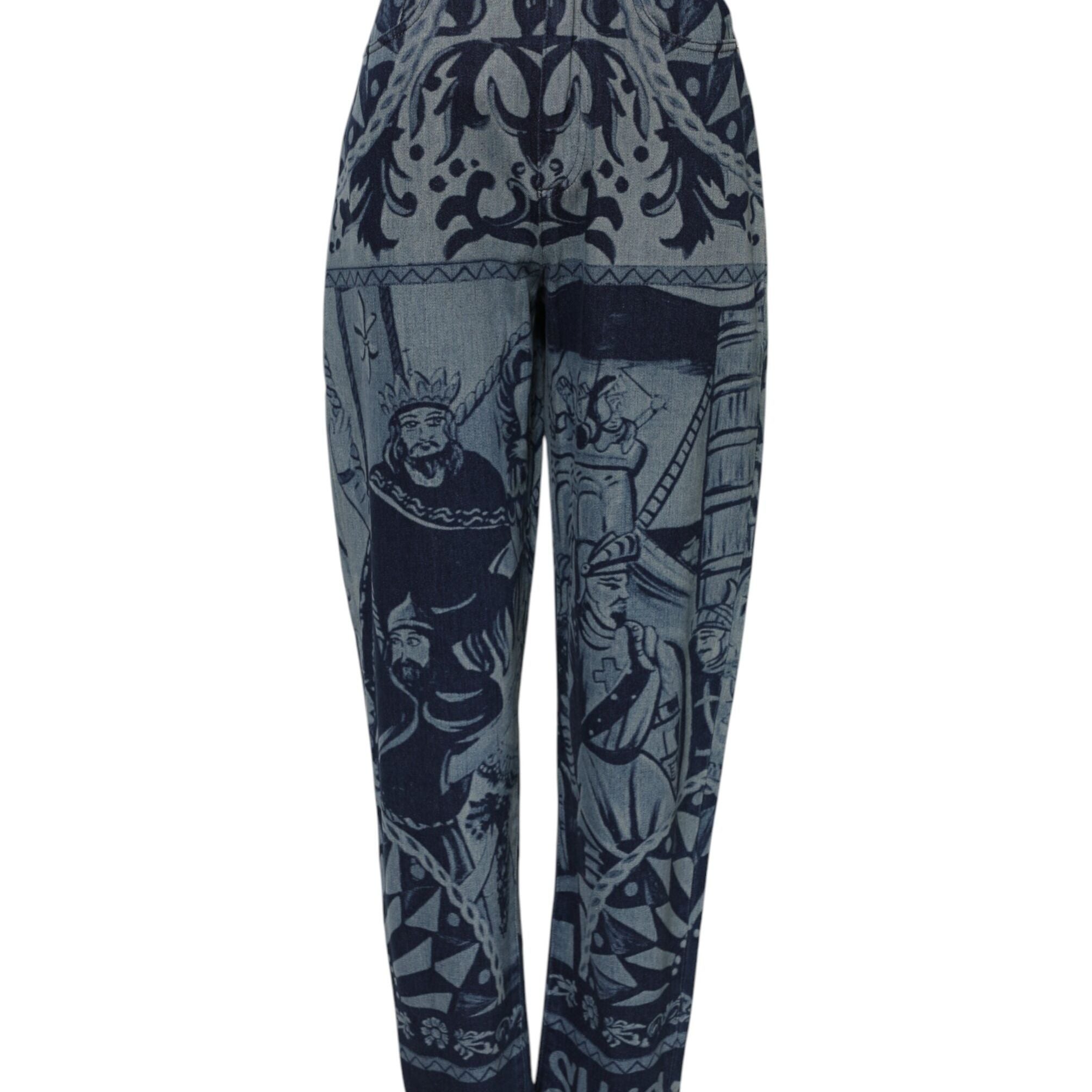 Dolce & Gabbana Blue Graphic Print Tapered Denim Jeans