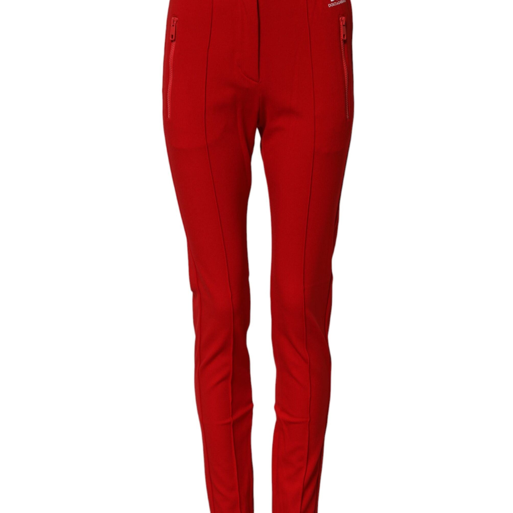 Dolce & Gabbana Red Mid Waist Slim Fit Pants