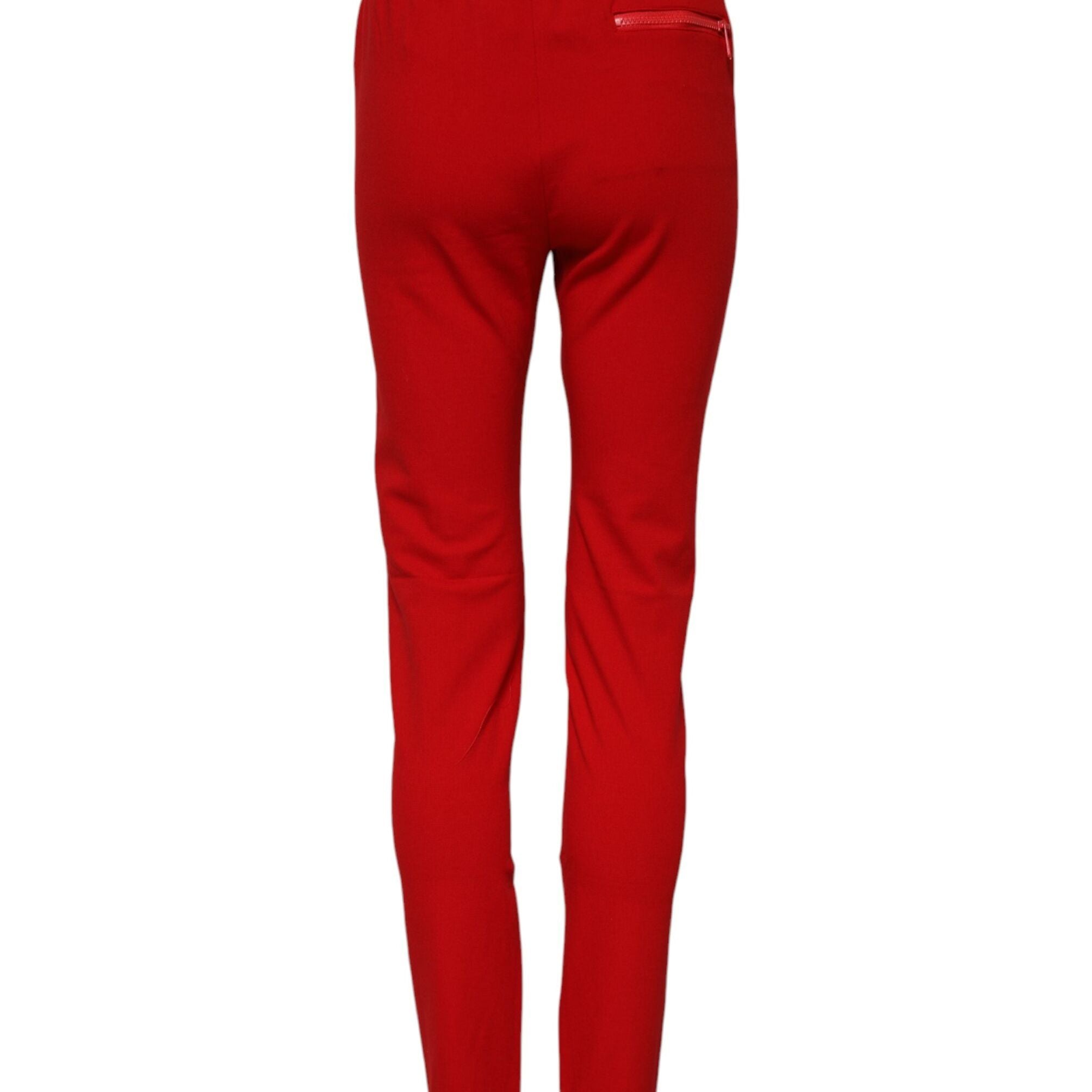 Dolce & Gabbana Red Mid Waist Slim Fit Pants
