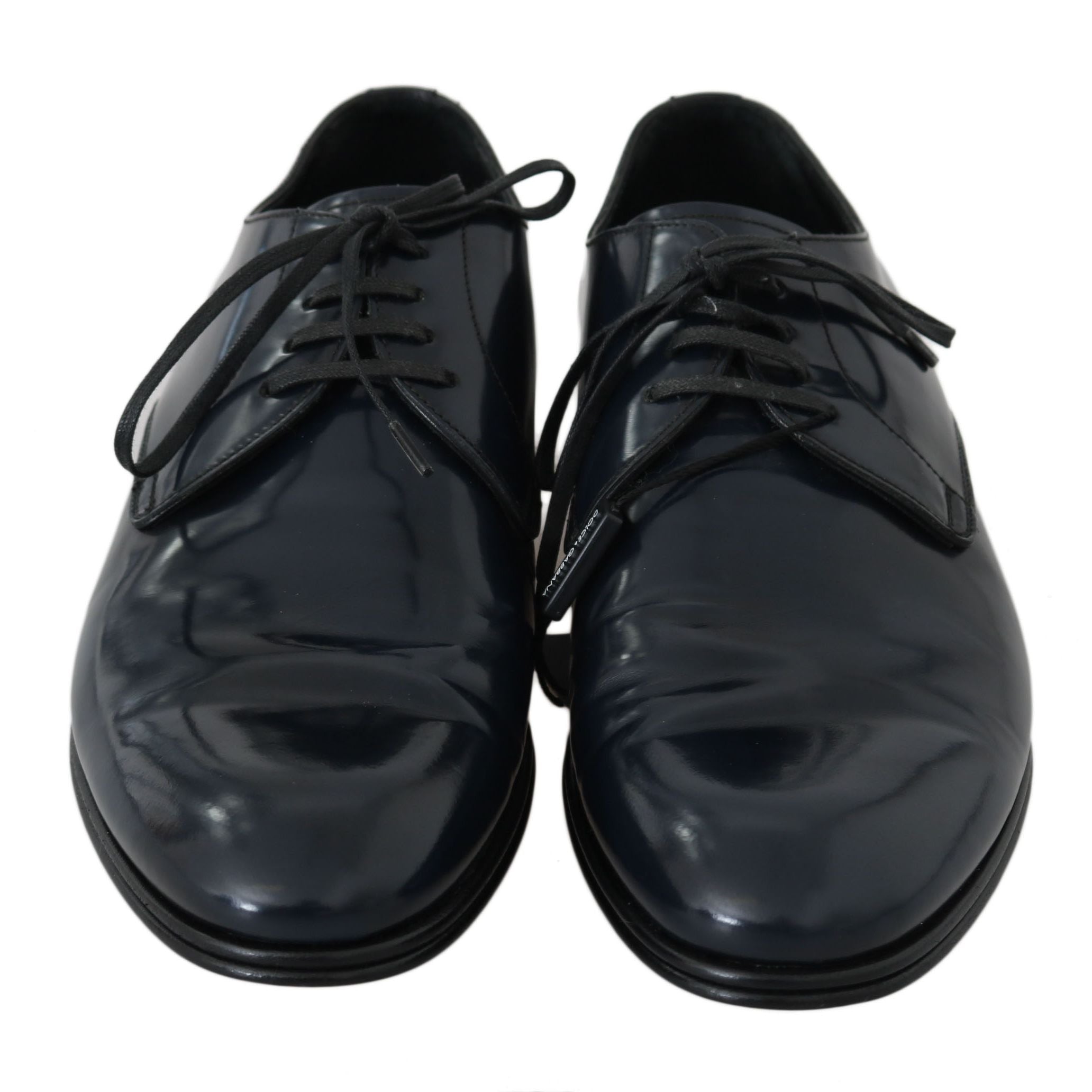Dolce & Gabbana Blue Leather Dress Derby Formal Mens Shoes