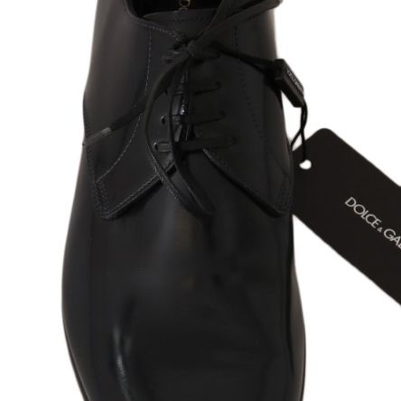 Dolce & Gabbana Blue Leather Polished Dress Derby Shoes
