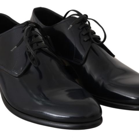 Dolce & Gabbana Blue Leather Polished Dress Derby Shoes