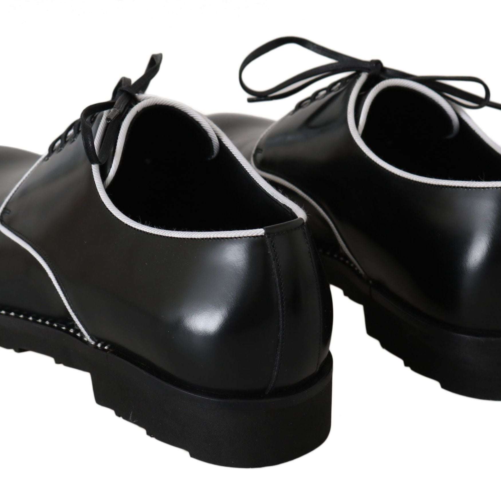 Dolce & Gabbana Black Leather White Line Dress Derby Shoes