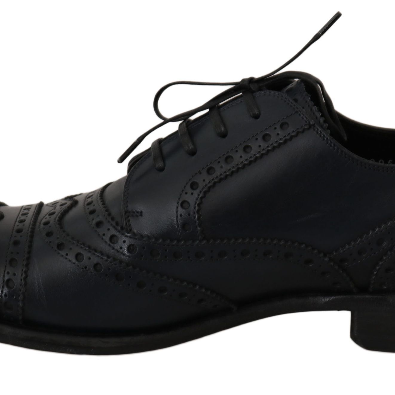 Dolce & Gabbana Dark Blue Leather Wingtip Oxford Dress Shoes