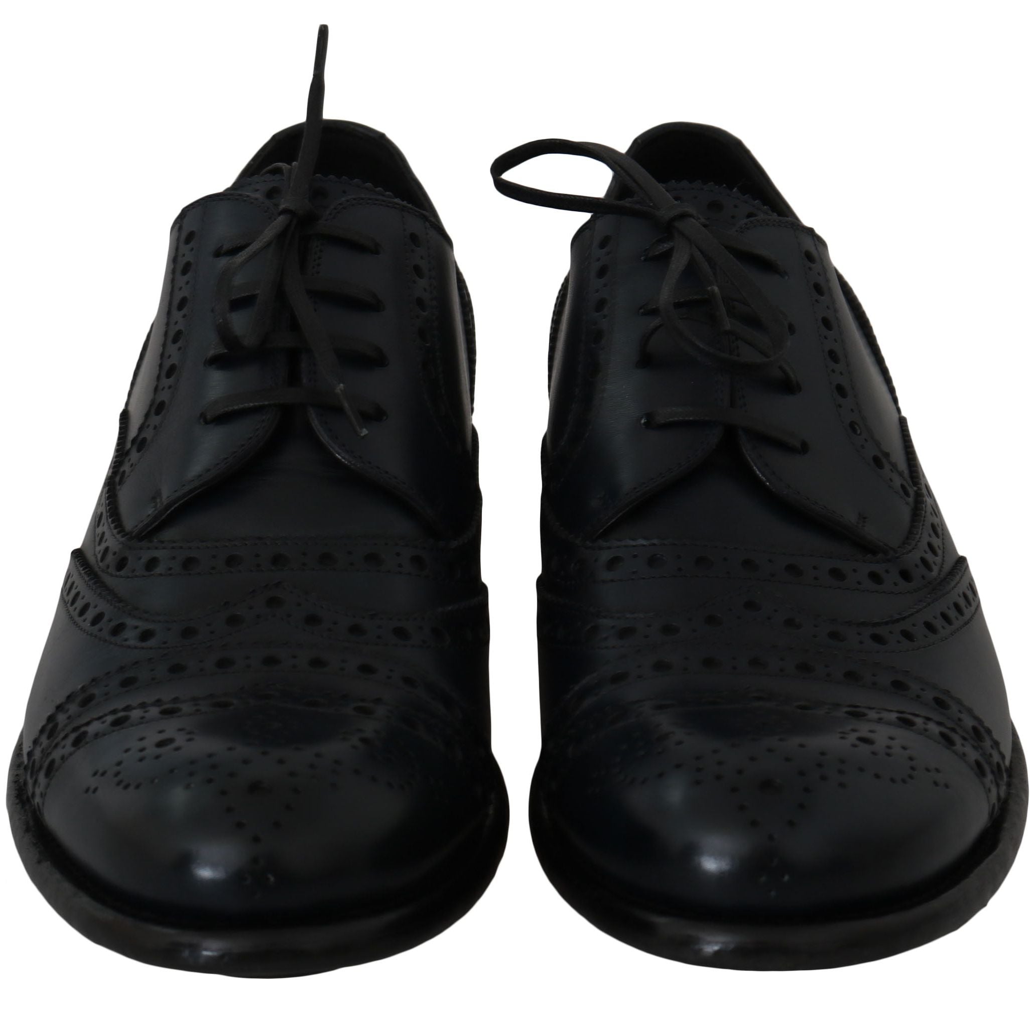 Dolce & Gabbana Dark Blue Leather Wingtip Oxford Dress Shoes