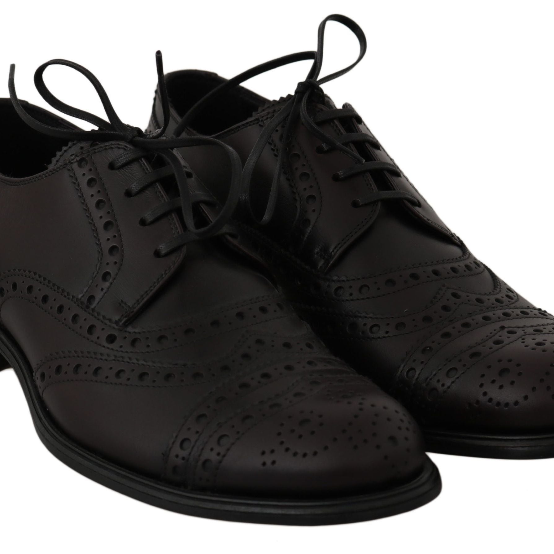 Dolce & Gabbana Black Leather Wingtip Oxford Dress Shoes
