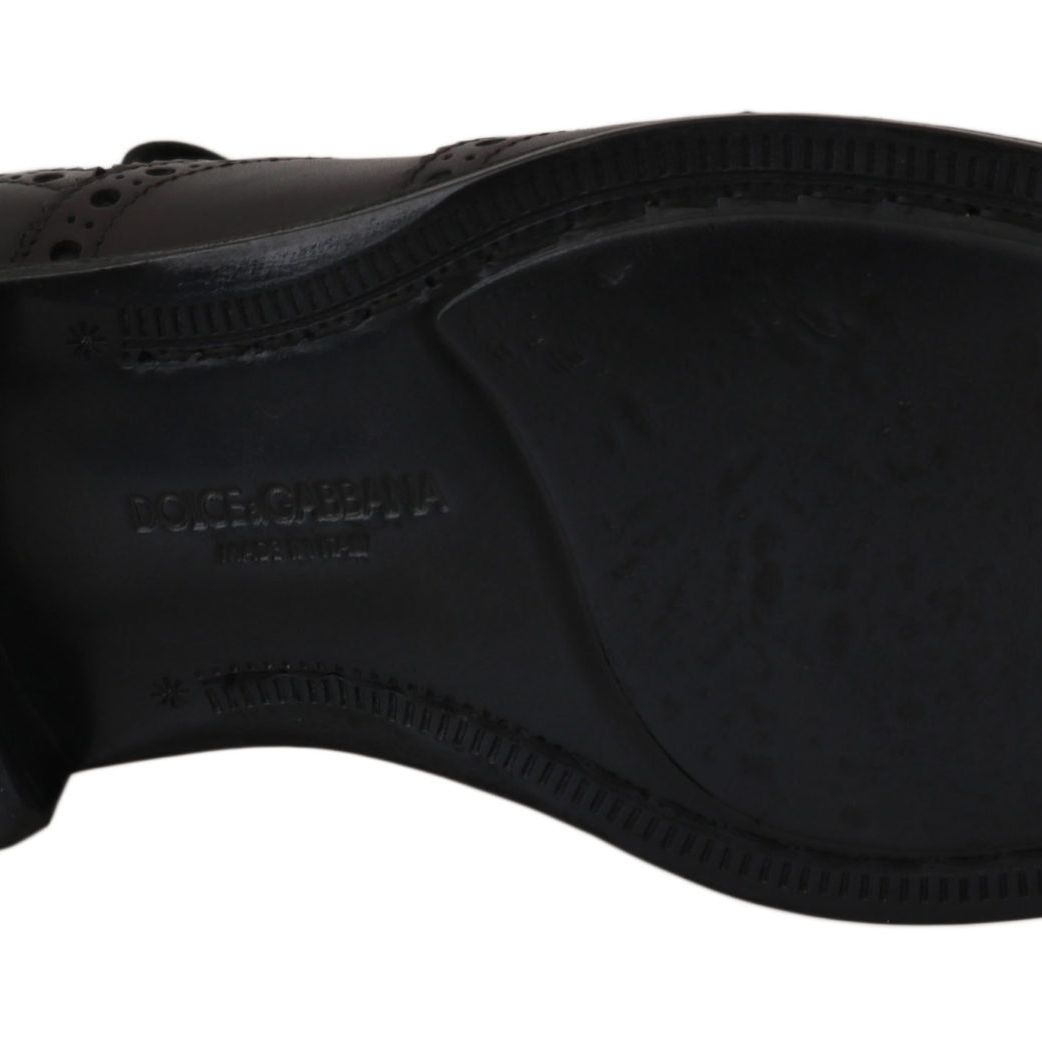 Dolce & Gabbana Black Leather Wingtip Oxford Dress Shoes